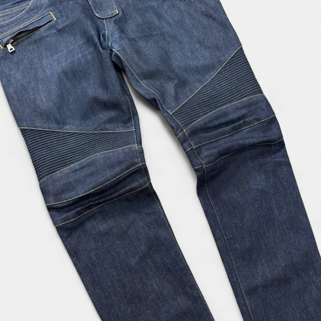 Balmain 2015 Indigo Denim Biker Jeans