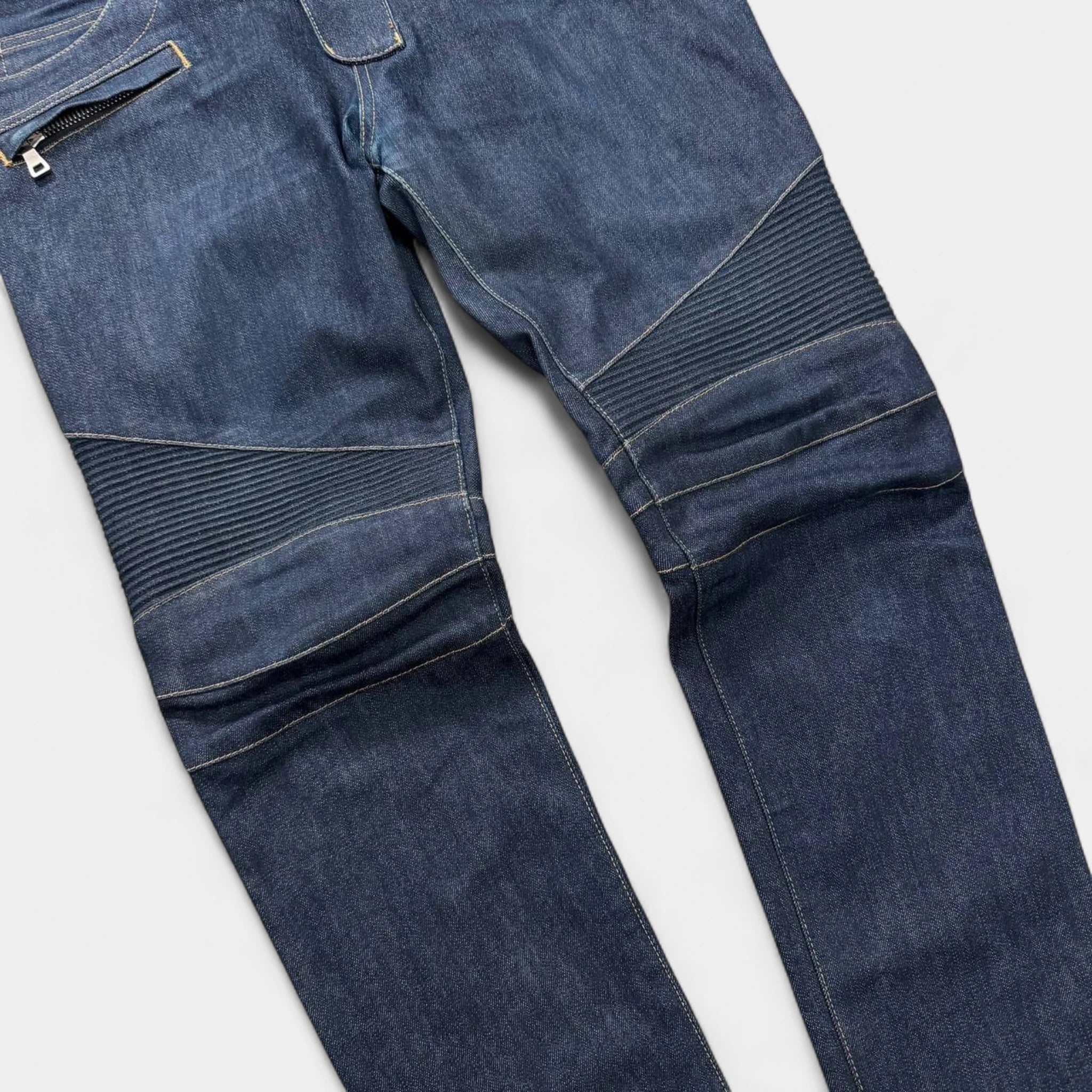 Balmain 2015 Indigo Denim Biker Jeans