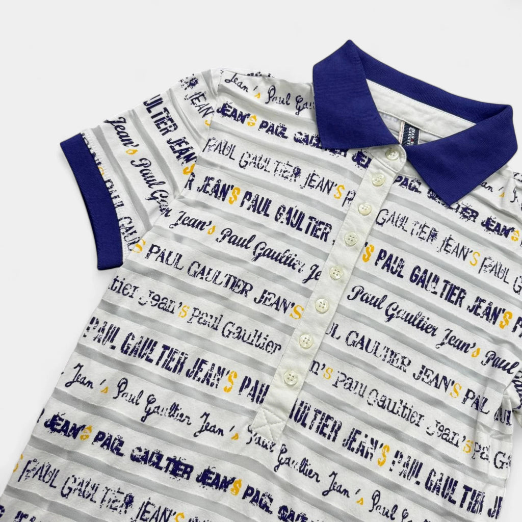 Jean Paul Gaultier Vintage Striped Logo Polo Shirt