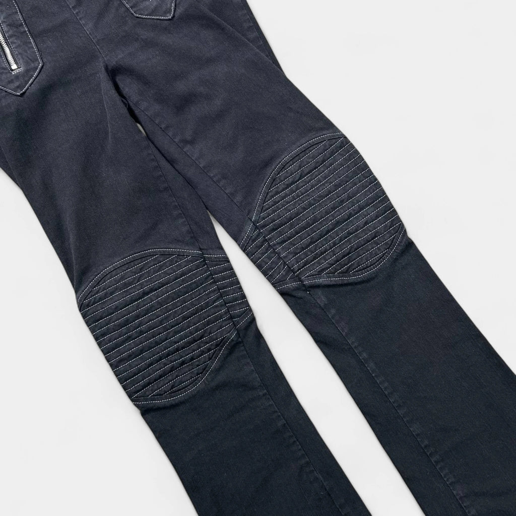 Jean Paul Gaultier Black Biker Double Zipper Flared Pants