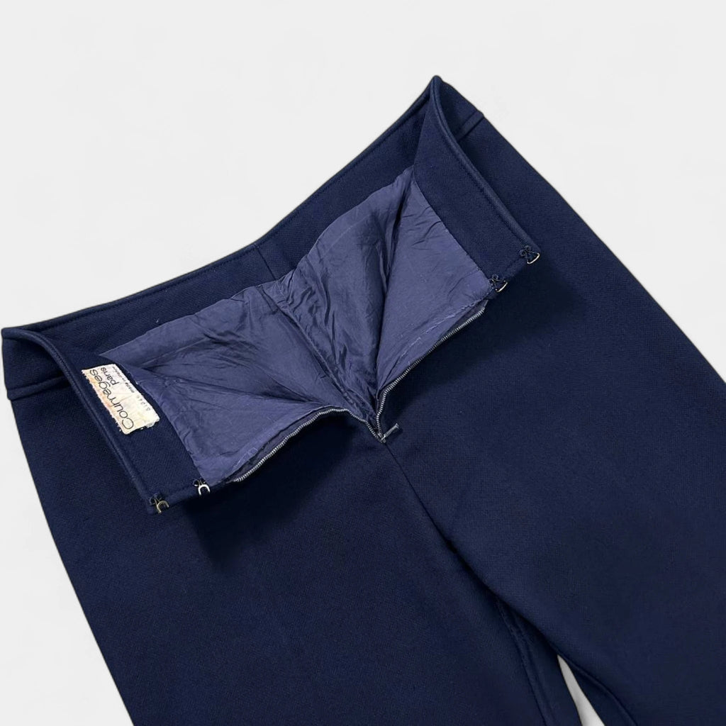 Courreges Paris Vintage Wide Leg Wool Navy Pants