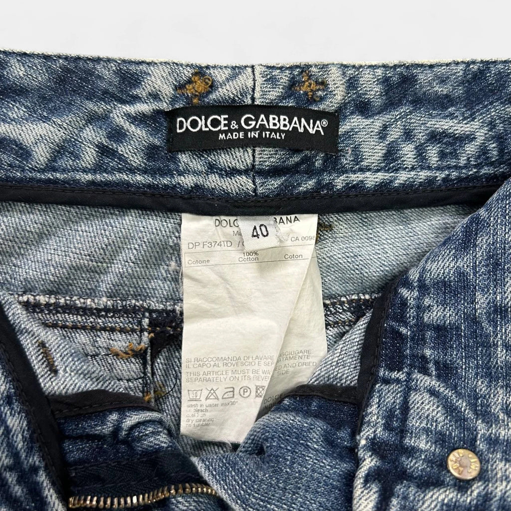 Dolce & Gabbana 2000's Flared Distressed Blue Jeans