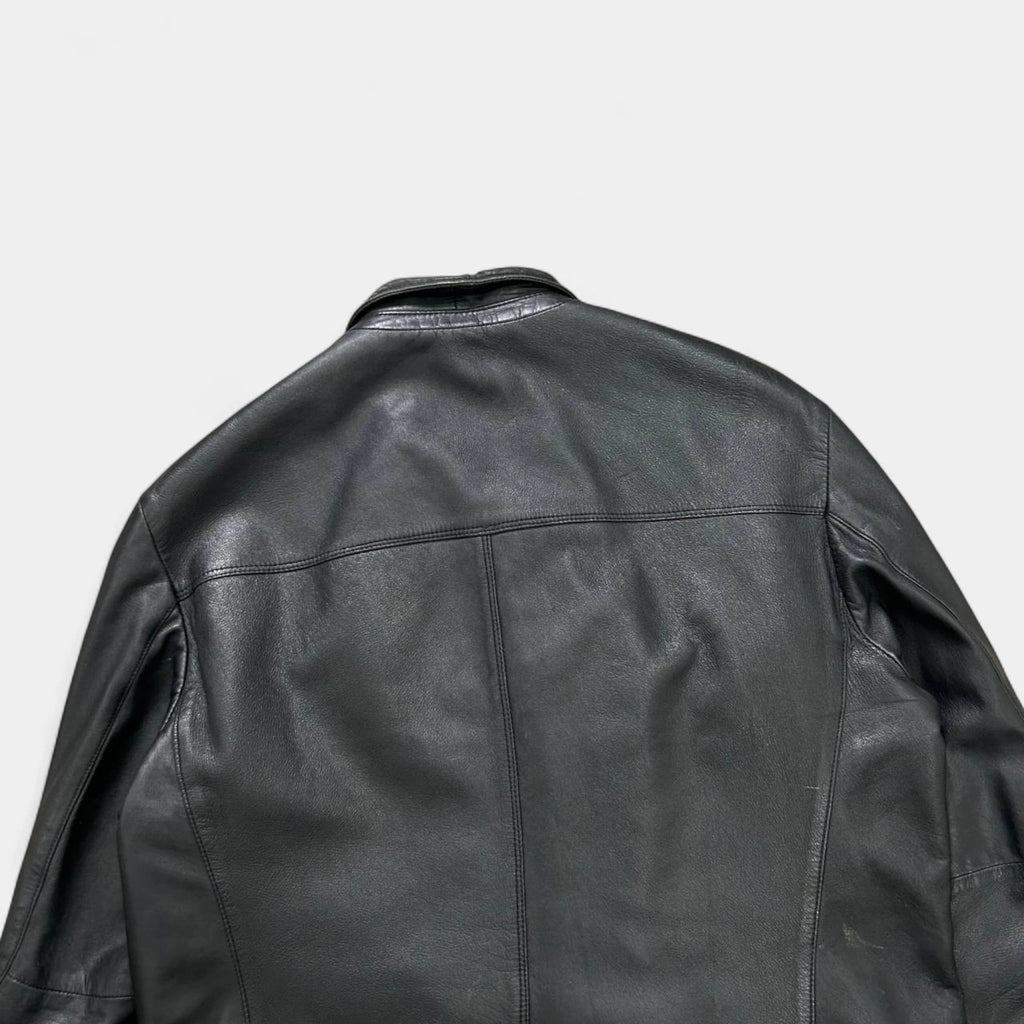 Armani Jeans 90s Black Leather Blazer Jacket