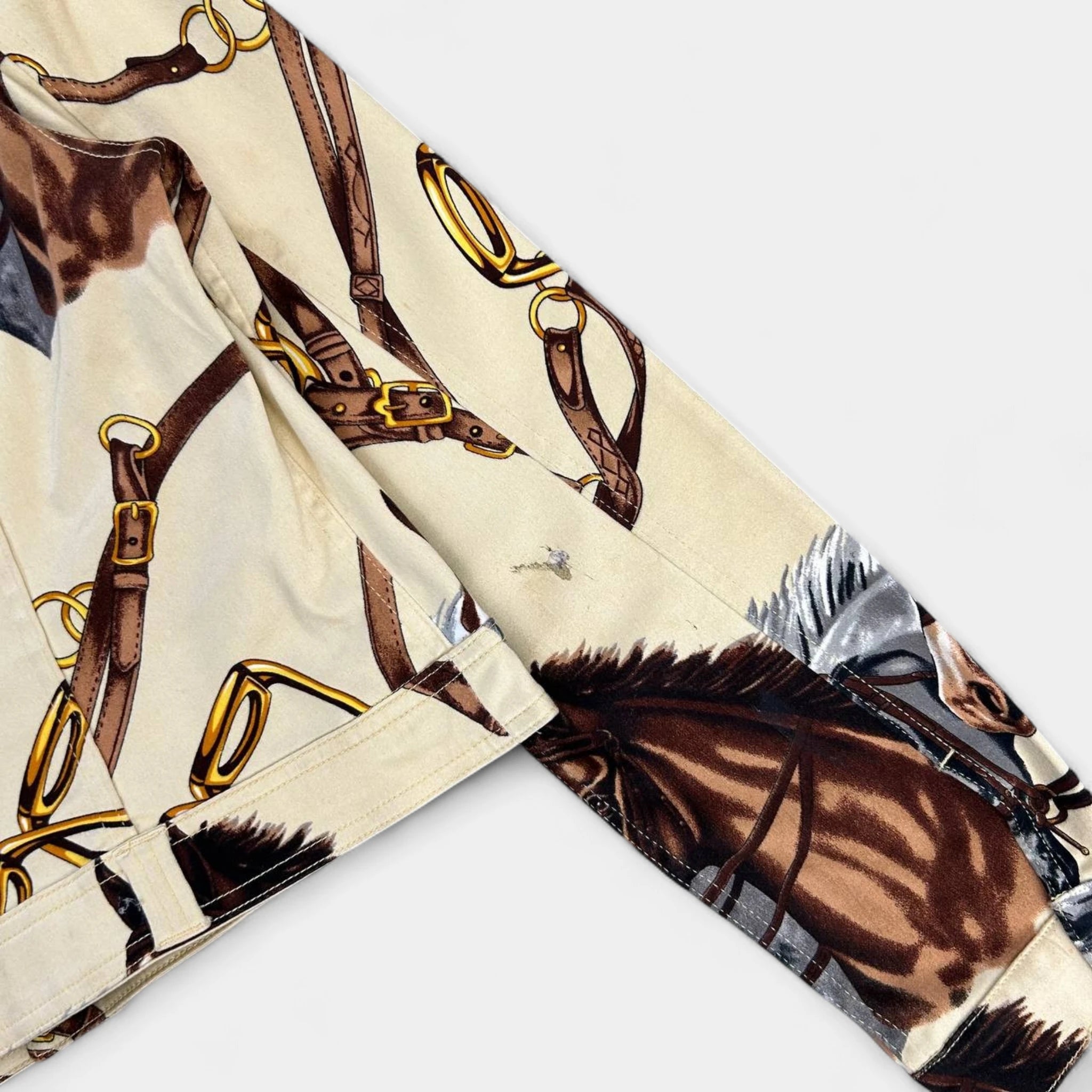 Dolce & Gabbana Rustic Beige Horse Print Denim Jacket