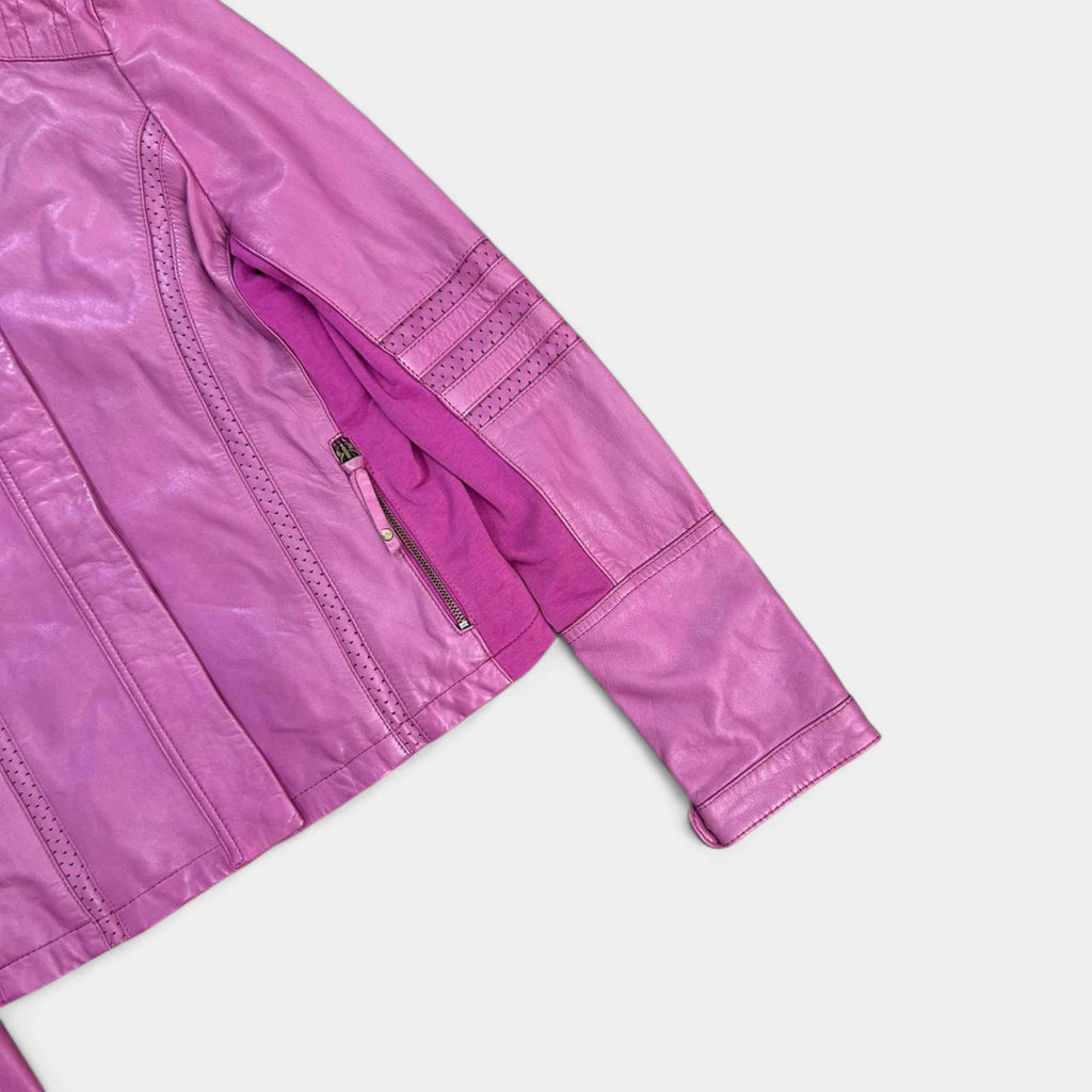 Armani Jeans Pink Leather Biker Jacket