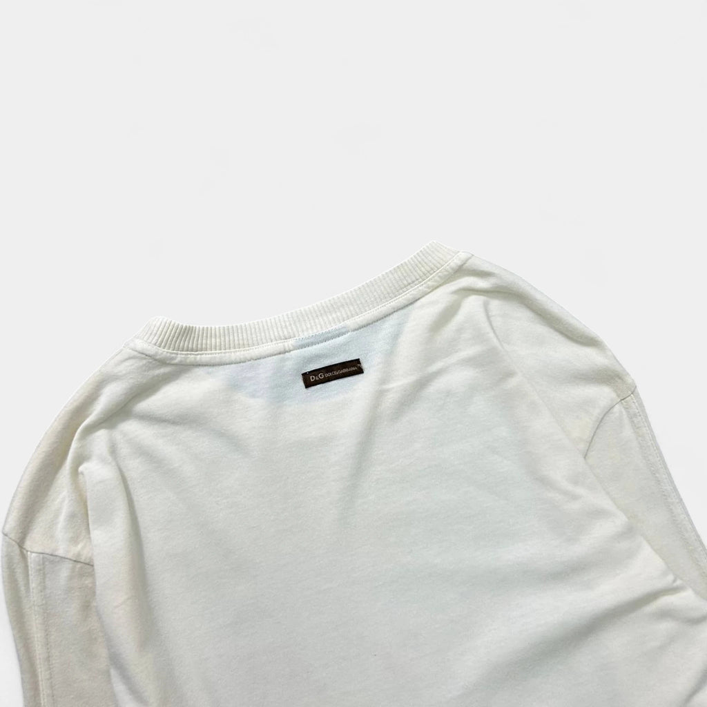 Dolce & Gabbana 2000s "Forever N04" Beige Graphic Long Sleeve