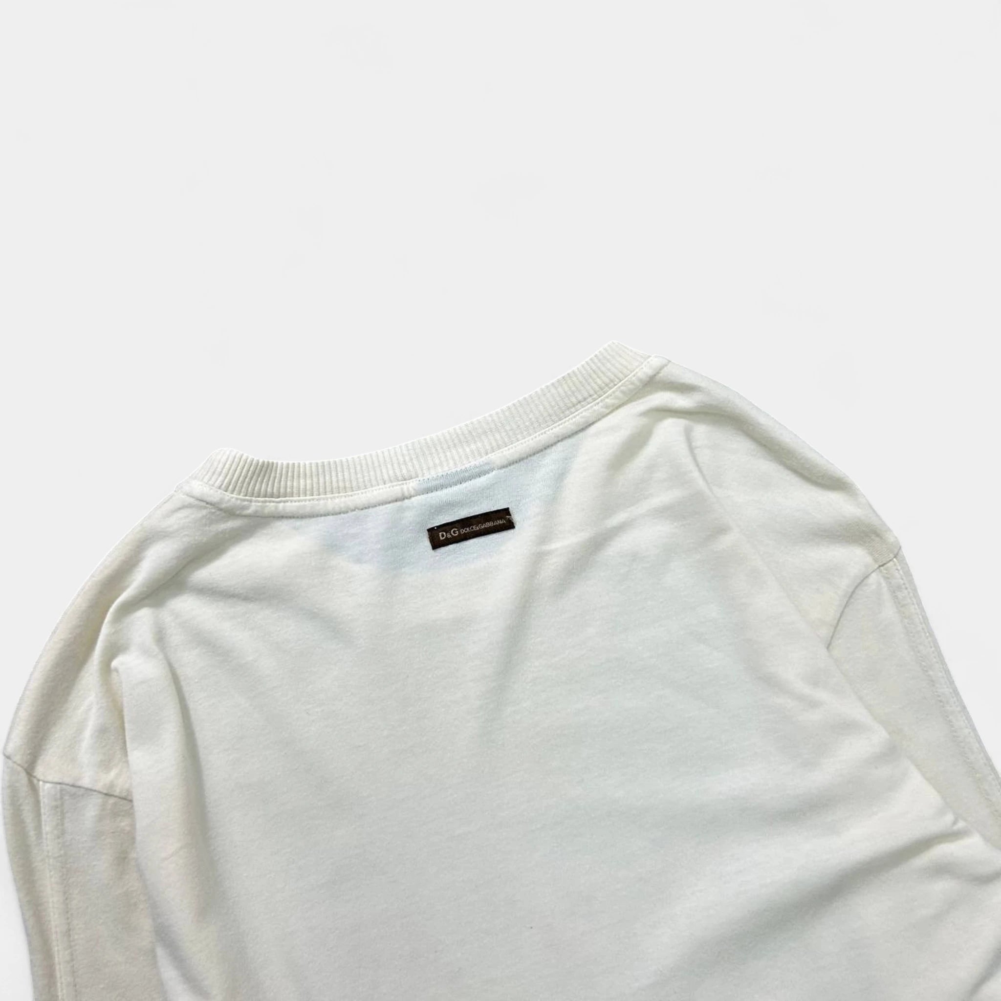 Dolce & Gabbana 2000s "Forever N04" Beige Graphic Long Sleeve