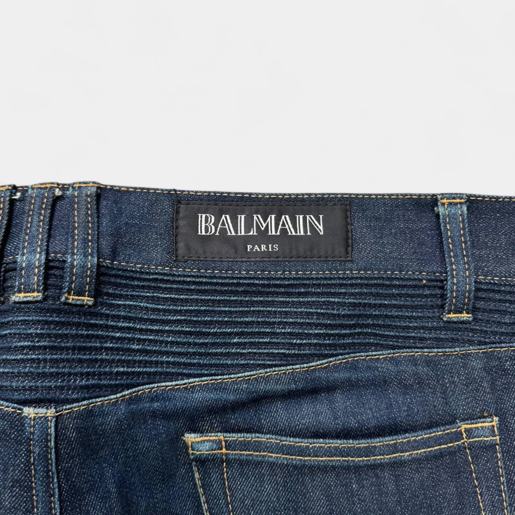 Balmain 2015 Indigo Denim Biker Jeans
