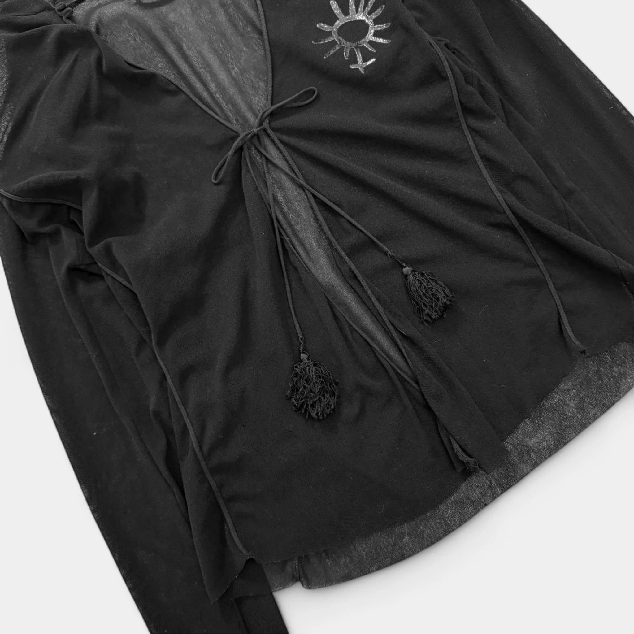 Jean Paul Gaultier Black Sheer Mesh Hood Cardigan