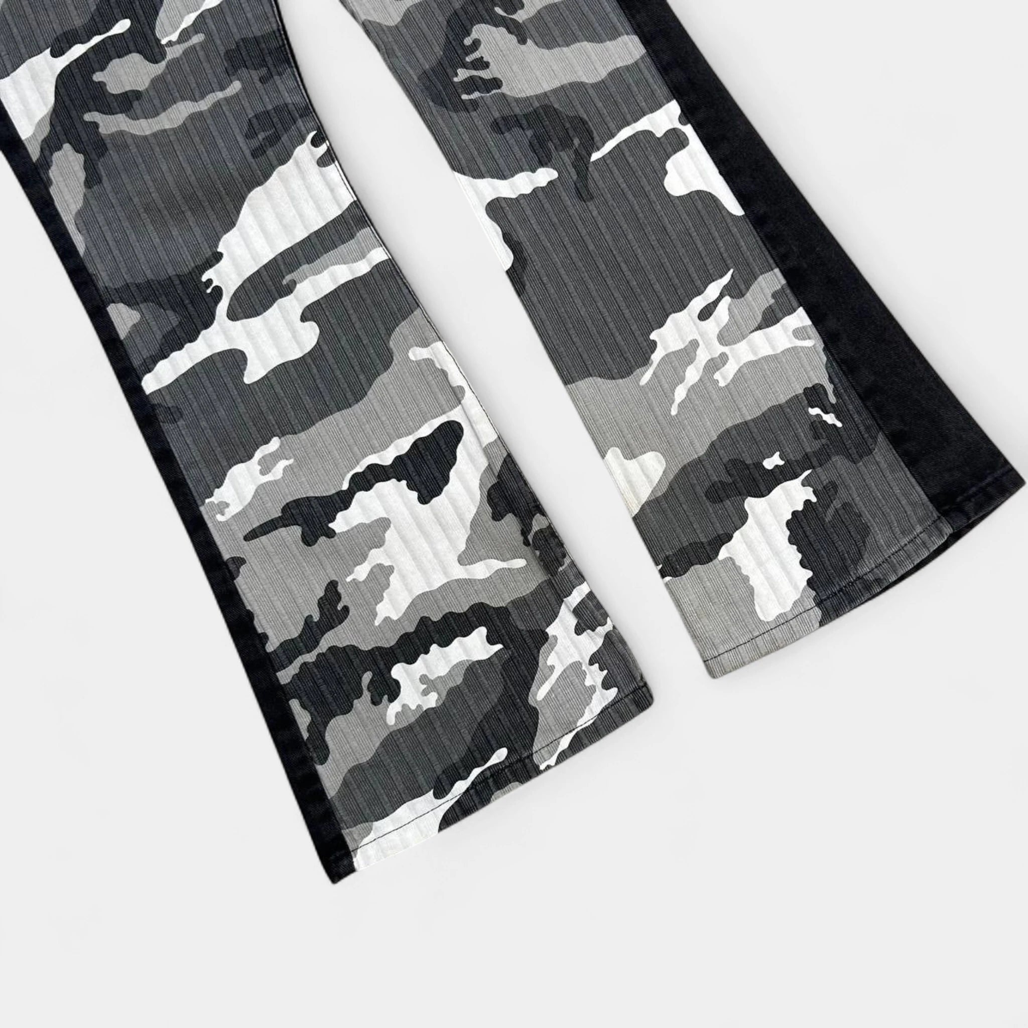 Just Cavalli Flare Hybrid Black and White Camouflage Pants
