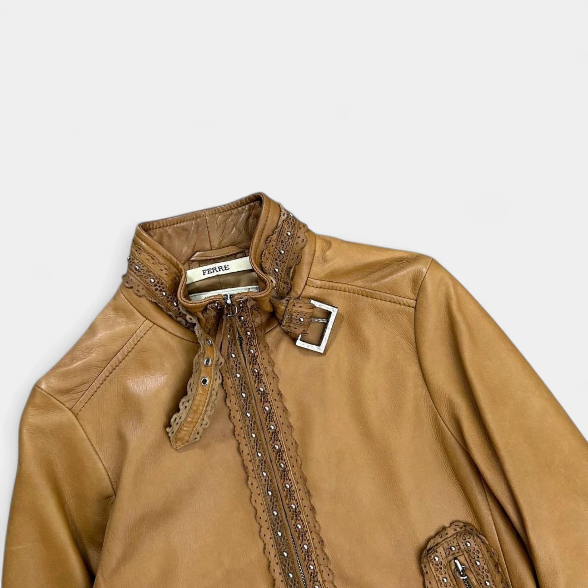 Gianfranco Ferré Western Style Brown Leather Jacket