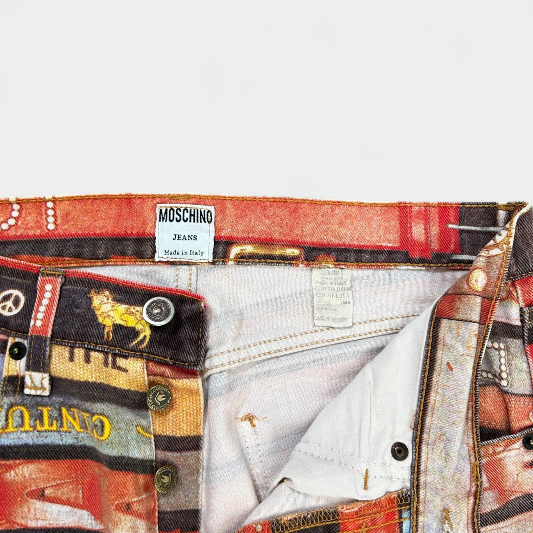 Moschino 2000's Belt Pattern Jeans