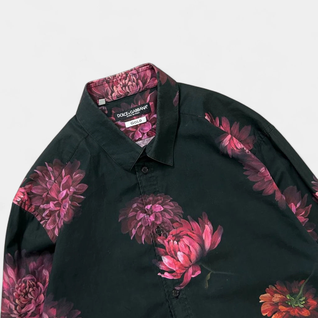 Dolce & Gabbana 2000s Black Floral Shirt