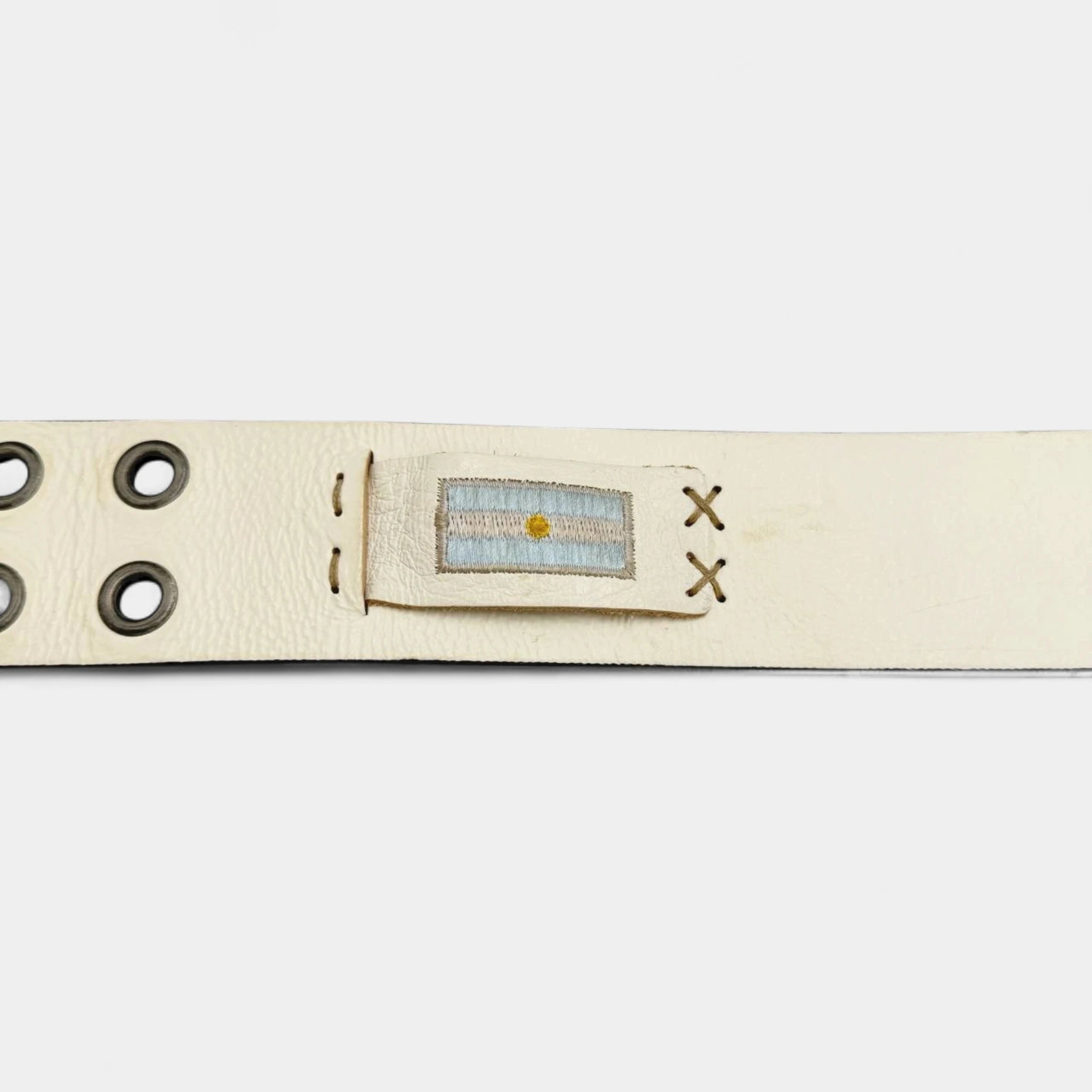 La Martina Vintage Cream Leather Double Eyelet Belt