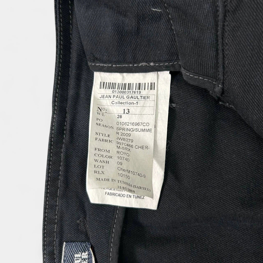 Jean Paul Gaultier Black Biker Double Zipper Flared Pants