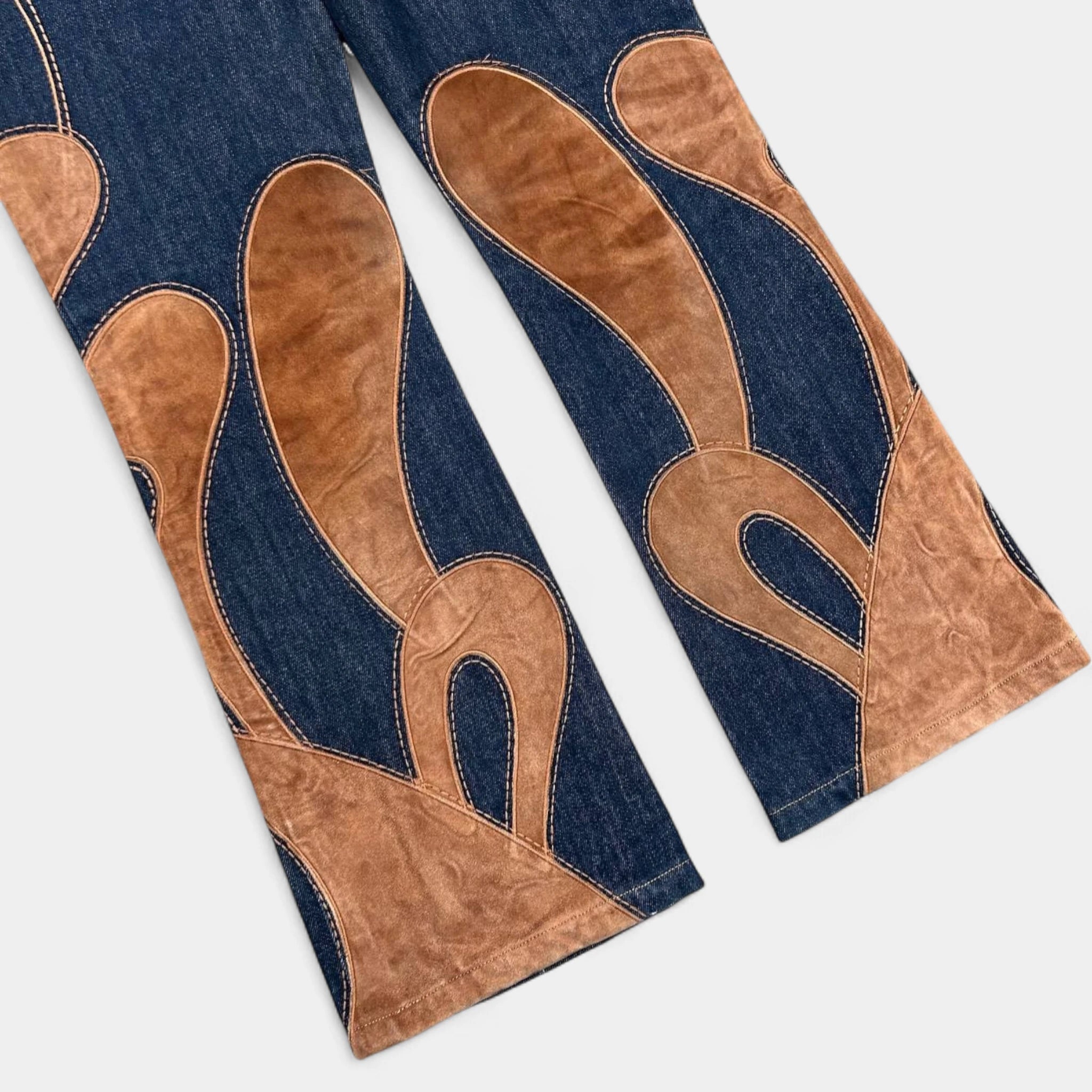 Dolce & Gabbana Vintage Cowboy Suede Patchwork Denim Pants