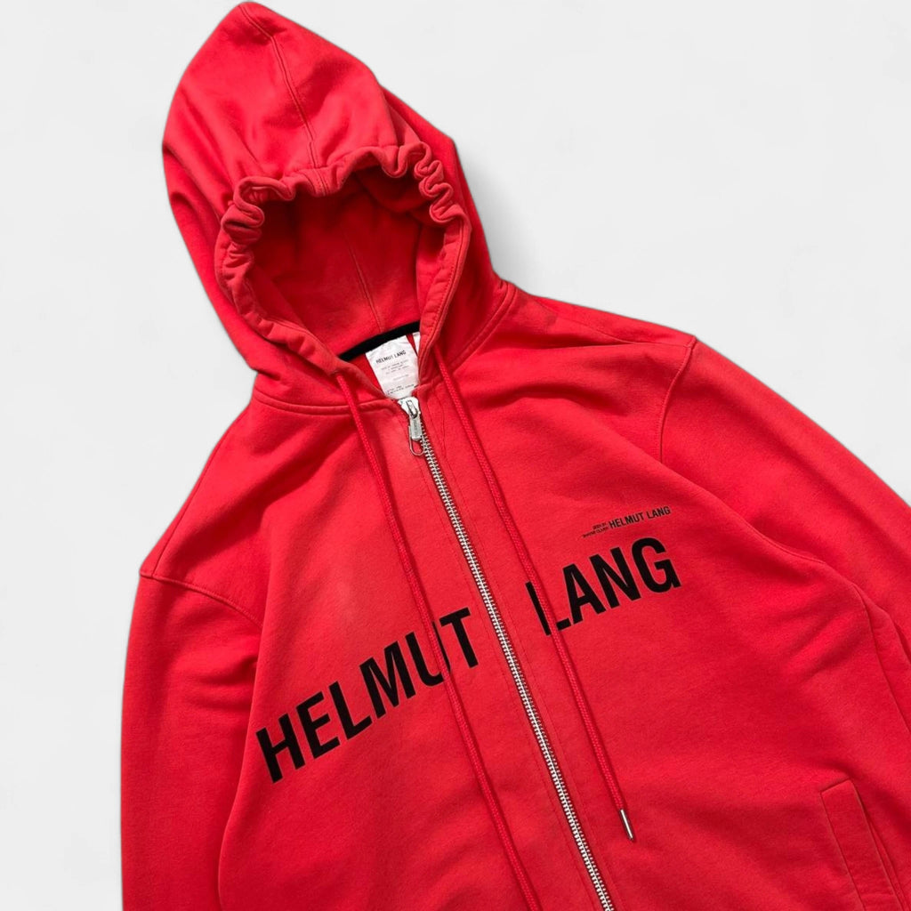 Helmut Lang Classic Logo Red Zip-up Sweatshirt