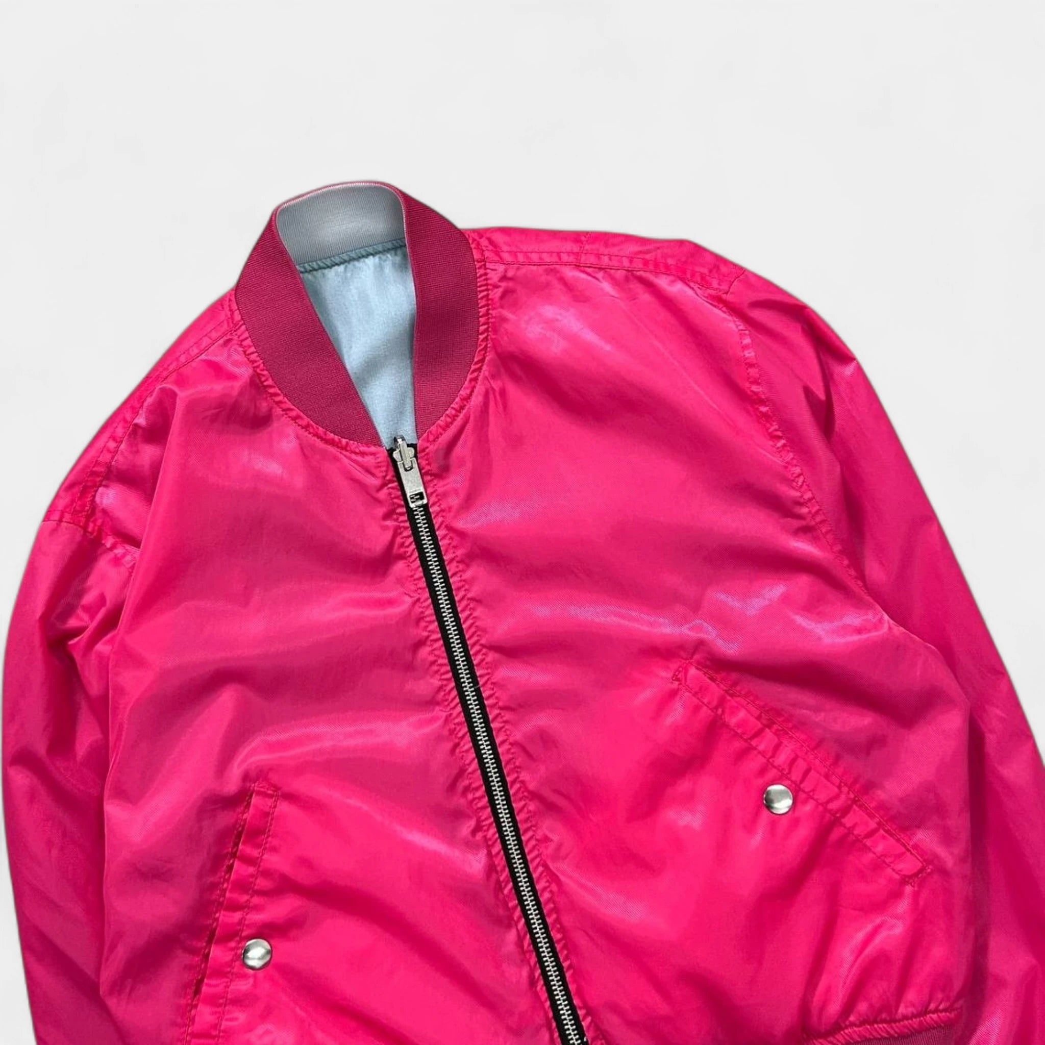 Diesel Reversible Pink Nylon and Light Denim Bomber Jacket