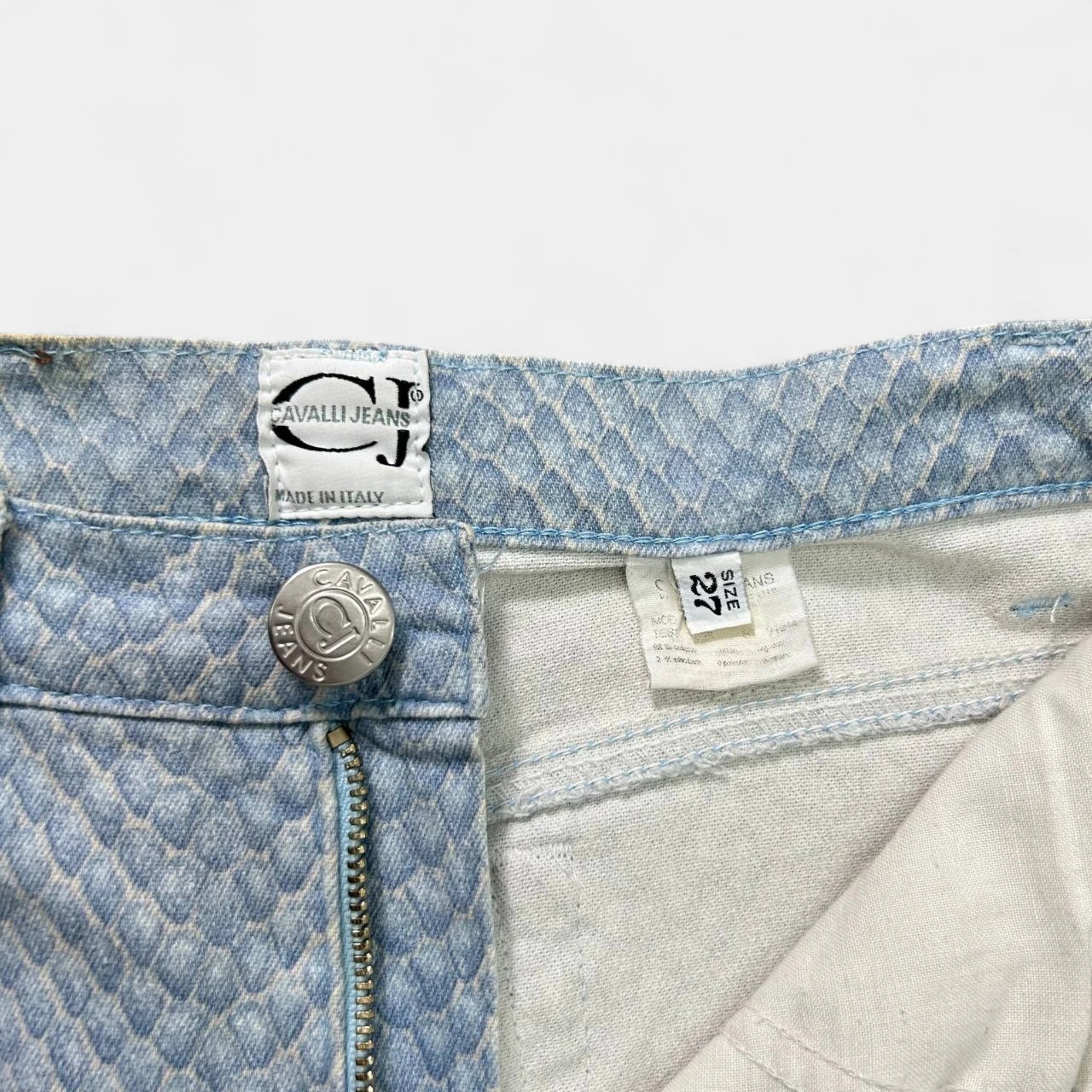 Cavalli Jeans Blue Snake Skin Pants