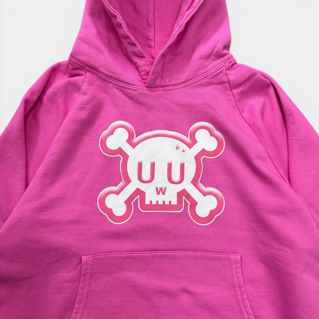 Otaku is Dead 72 Raglan "UwU" Skull Pink Hoodie
