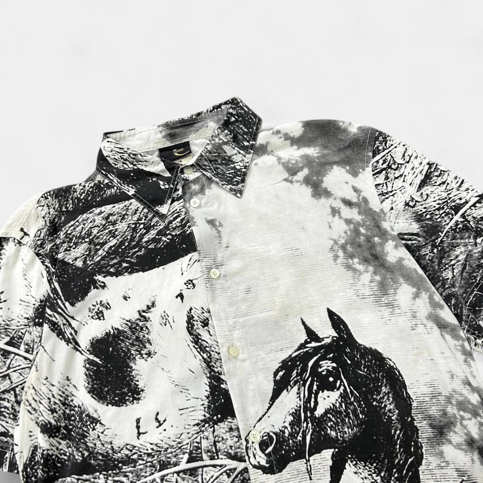 Just Cavalli SS05 Horses Graphic Print Short Sleeve Shirt