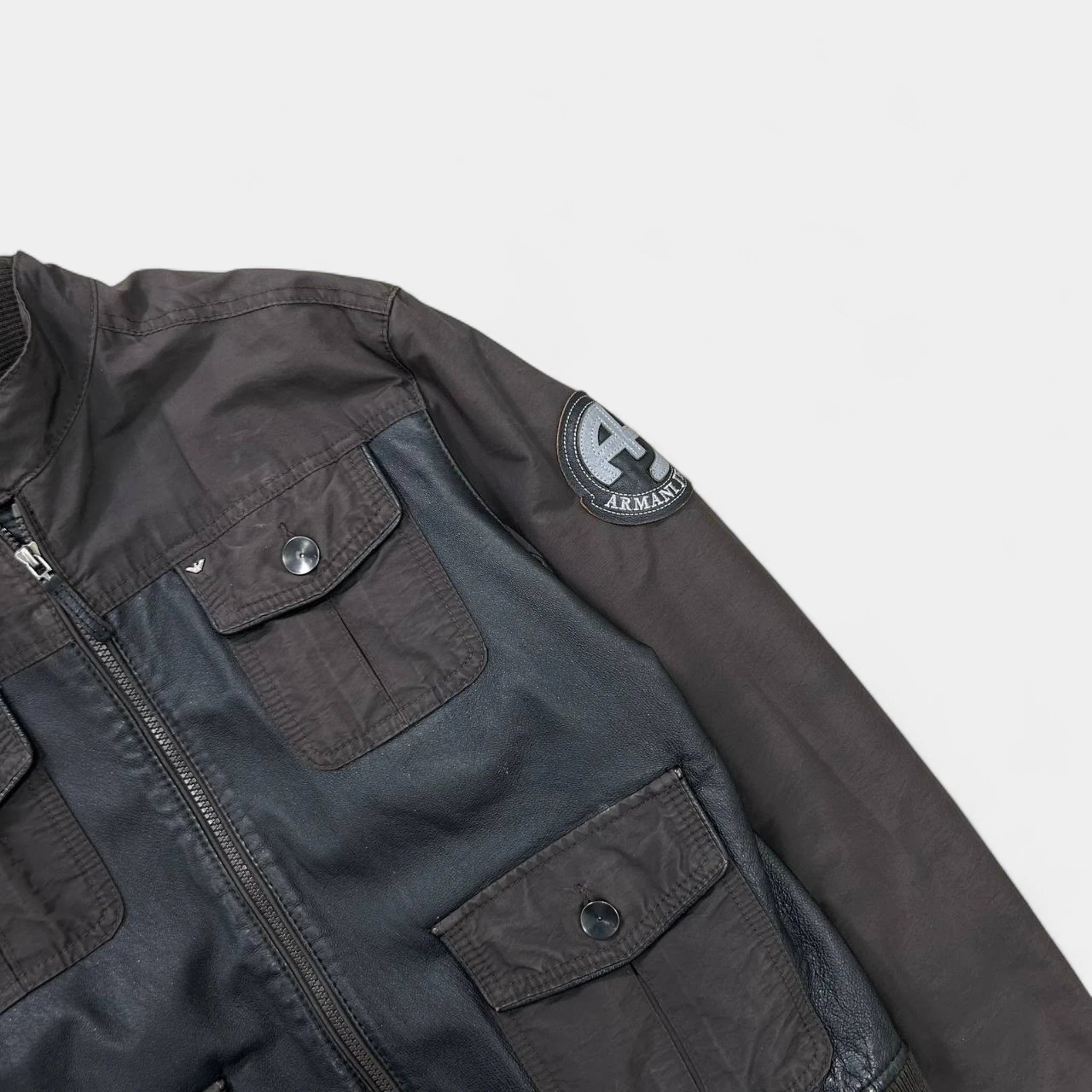 Armani Jeans Nylon and Leather Cargo Jacket