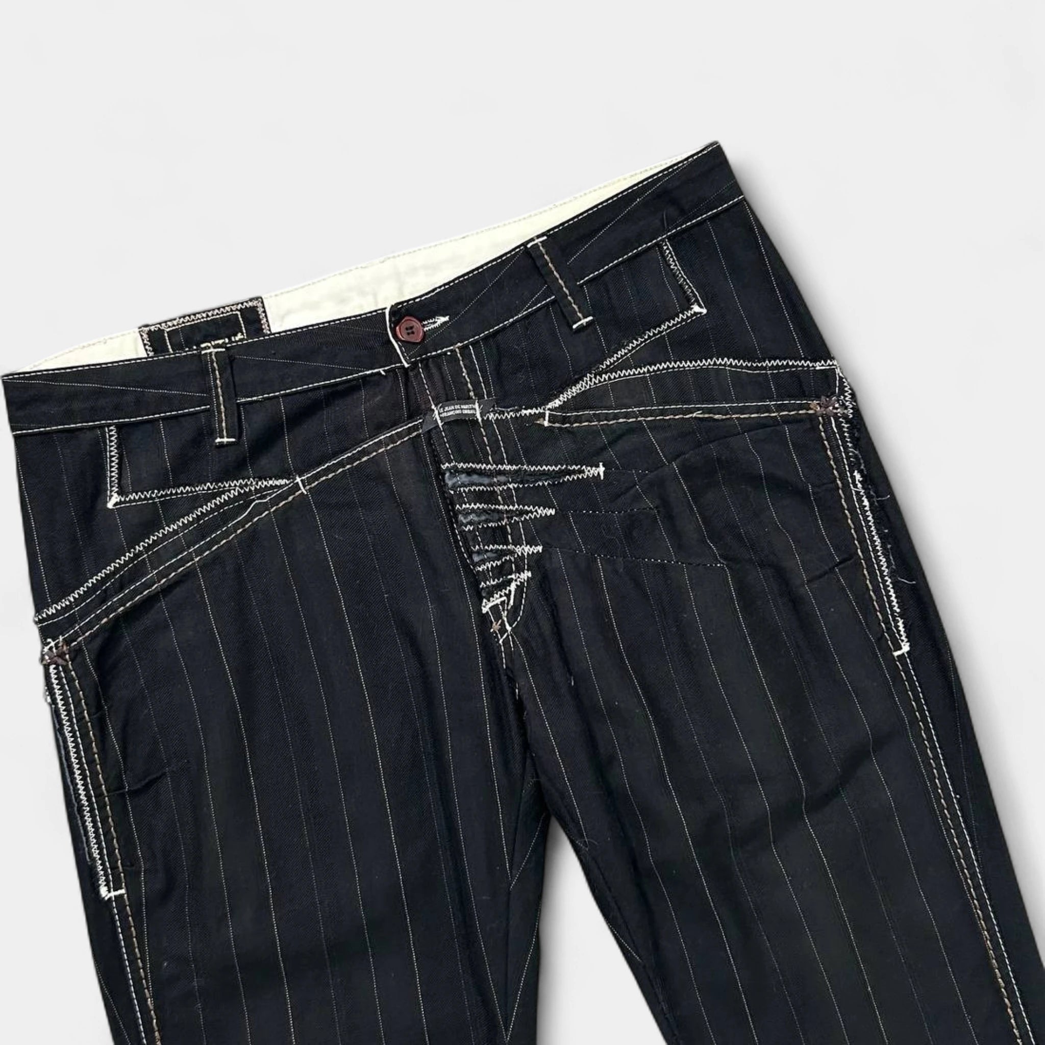 Marithé + François Girbaud Striped Black Avant-garde Pants