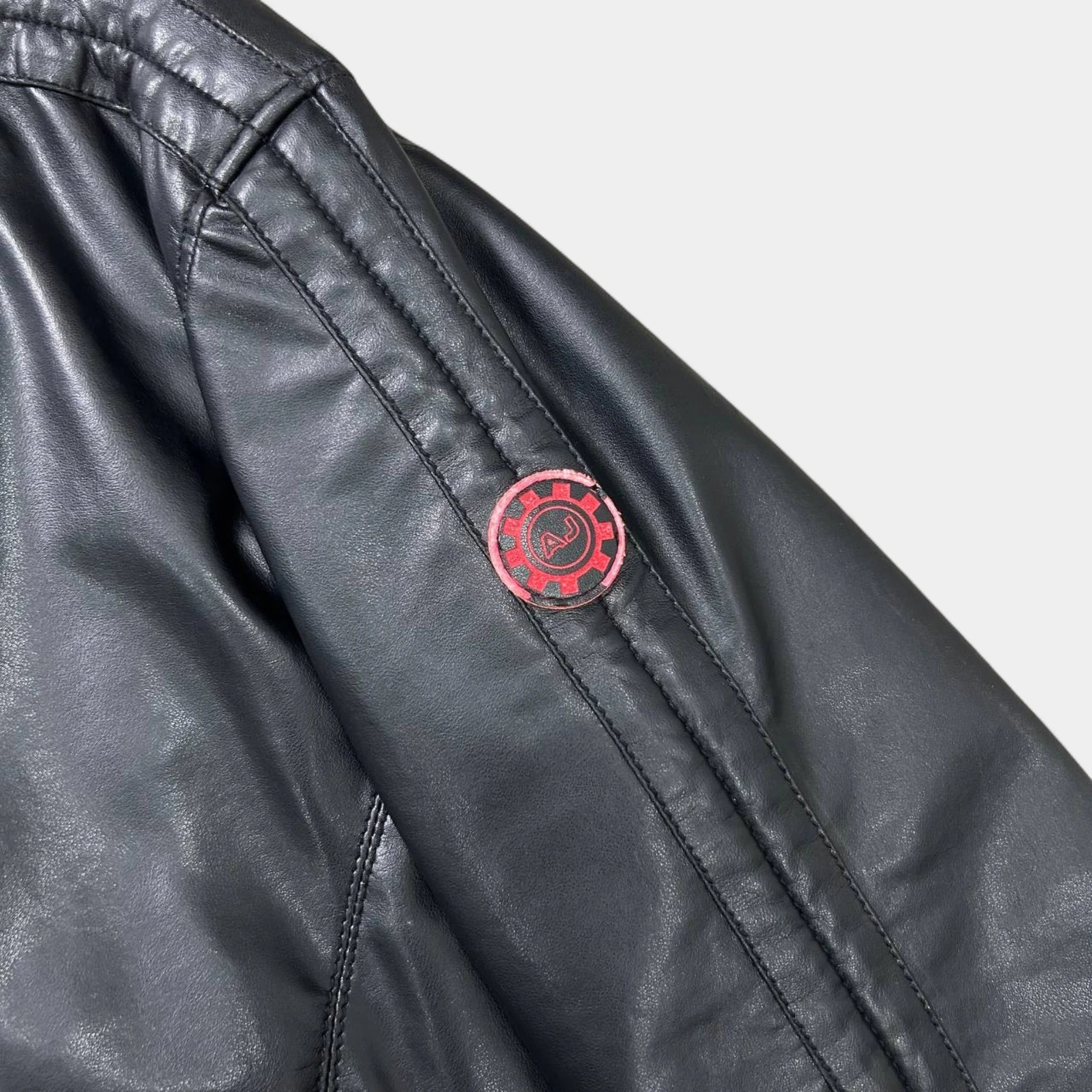 Armani Jeans 2000's Leather Black Racing Jacket