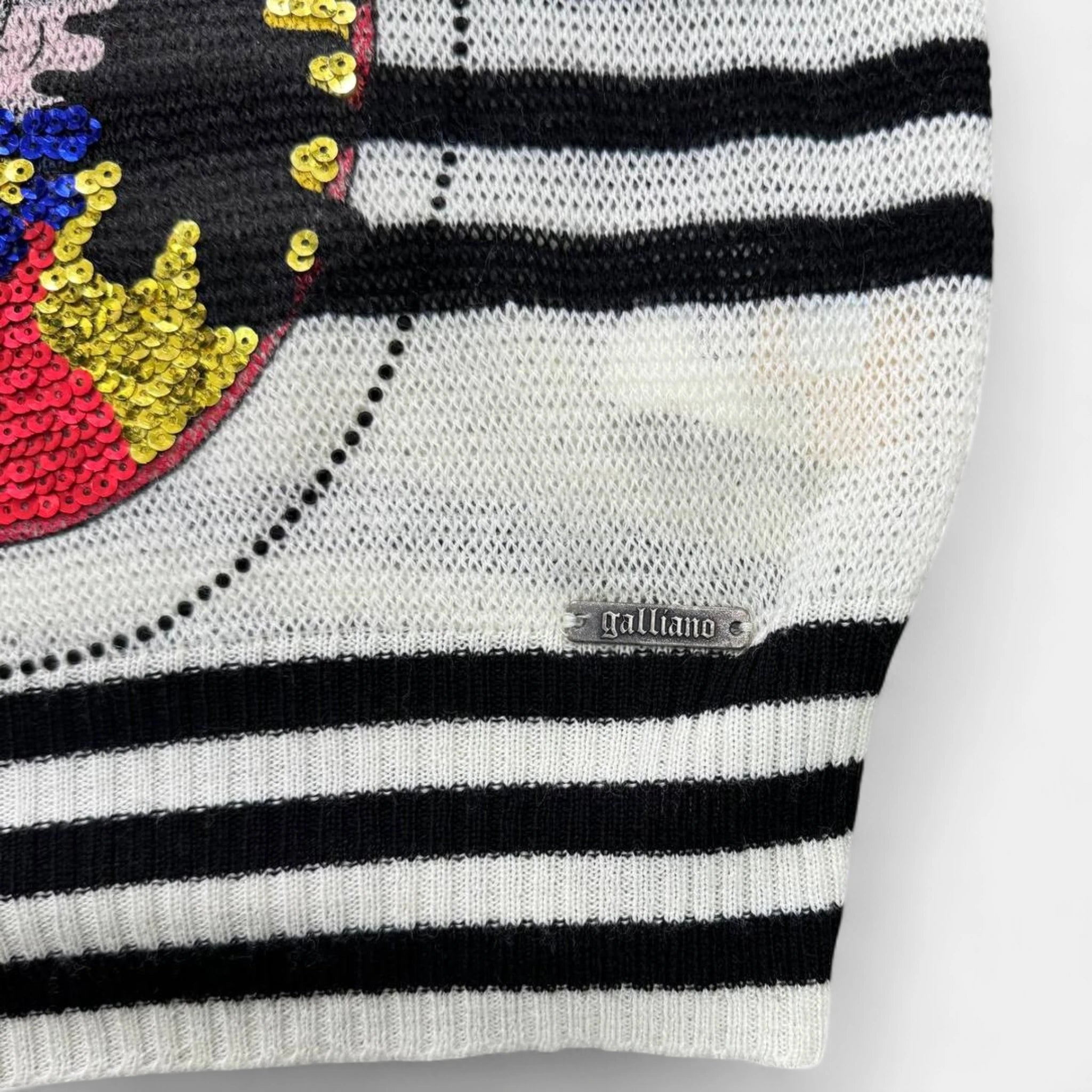 Galliano Breton Striped Betty Boop Lace Trim Top