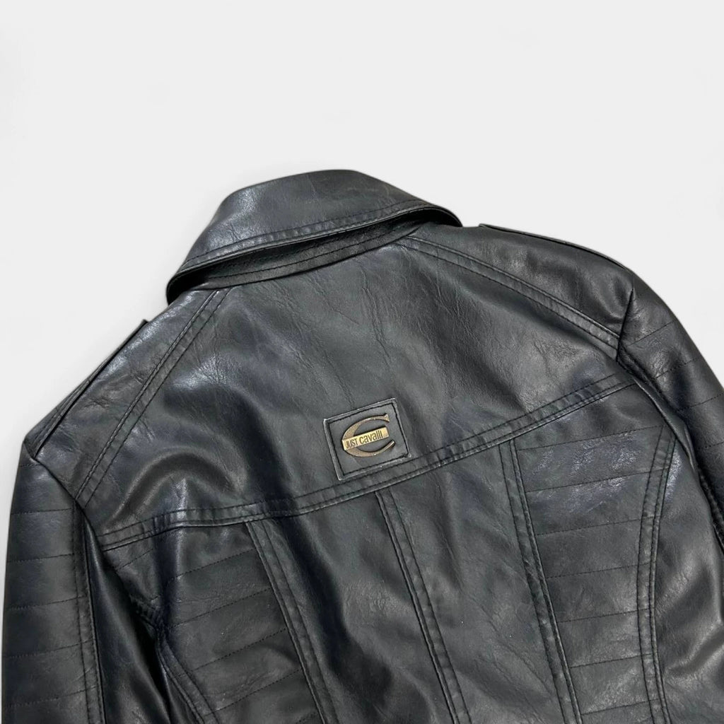 Just Cavalli Black Leather Biker Jacket