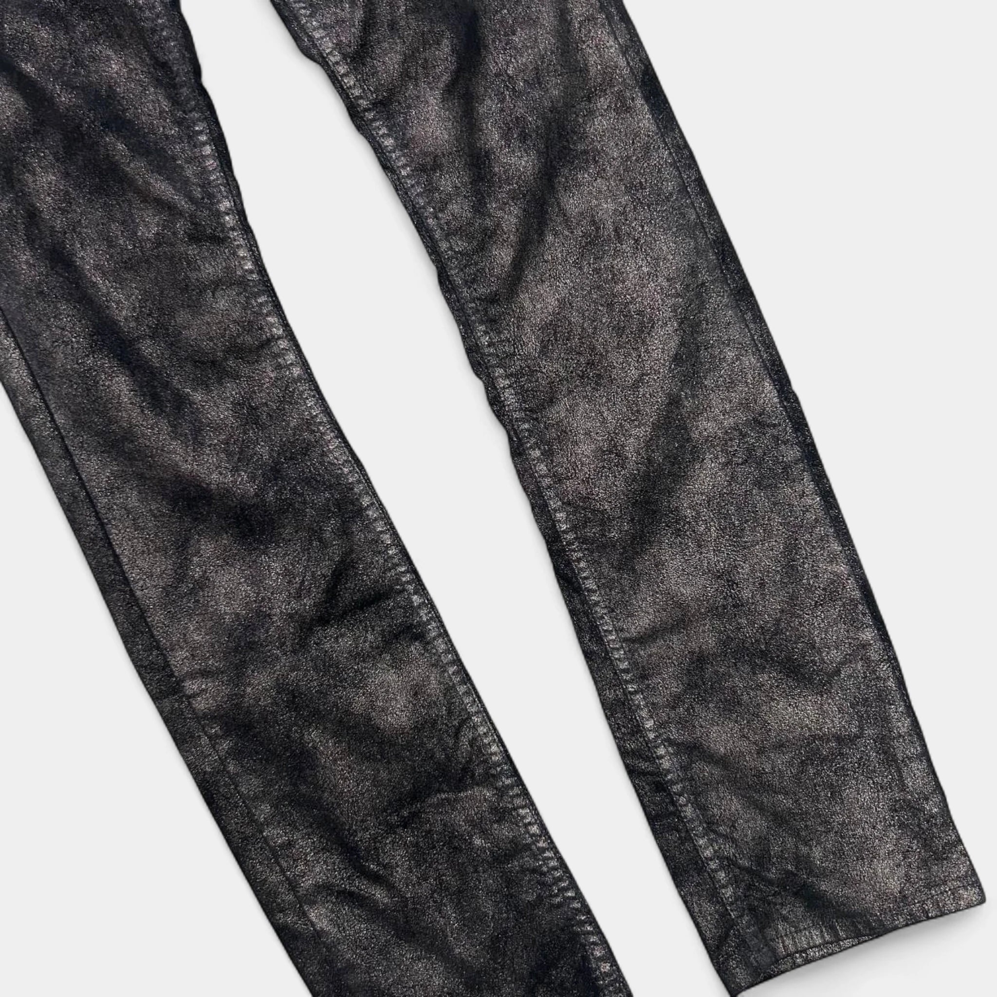 Versace Jeans Skinny Metallic Black Suede Pants