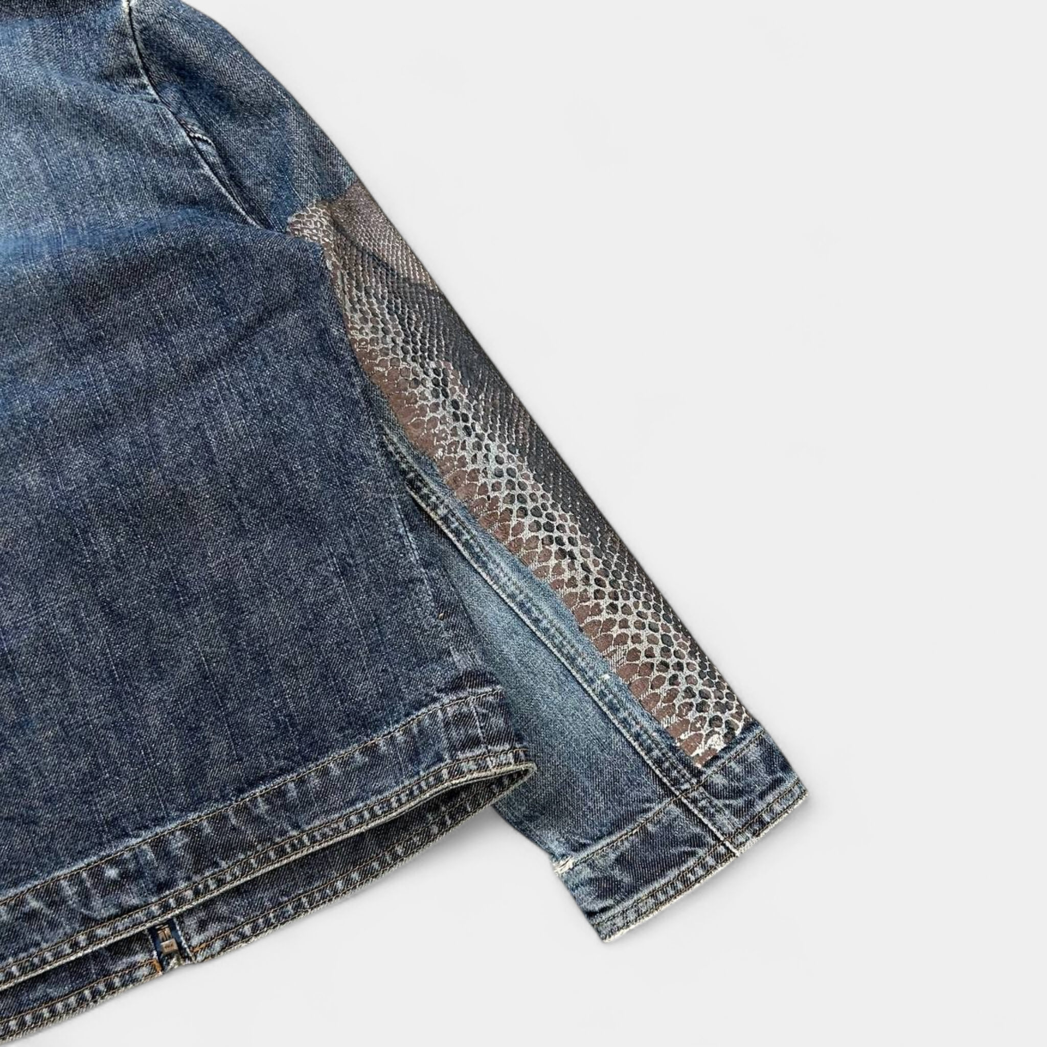 Just Cavalli Snake Skin Patch Denim Jacket