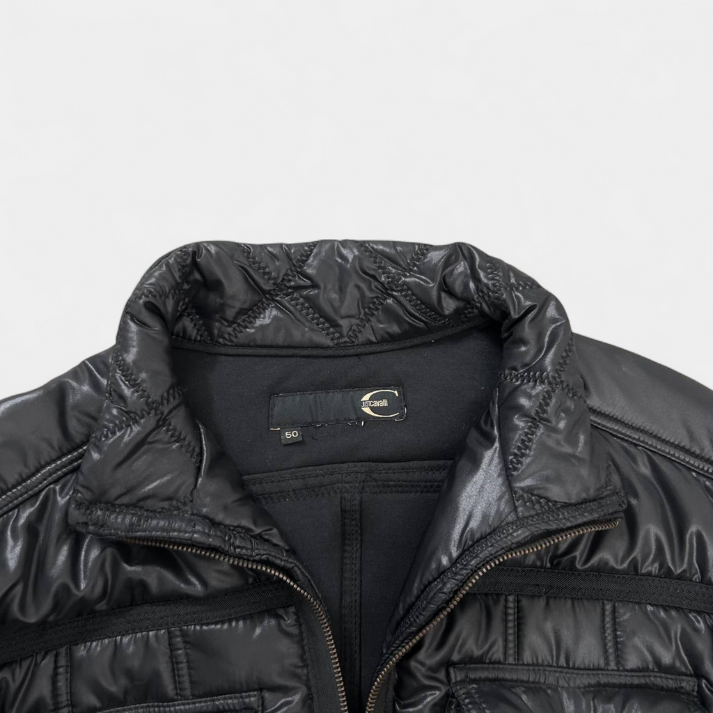 Just Cavalli Black Cargo Multipocket Puffer Jacket