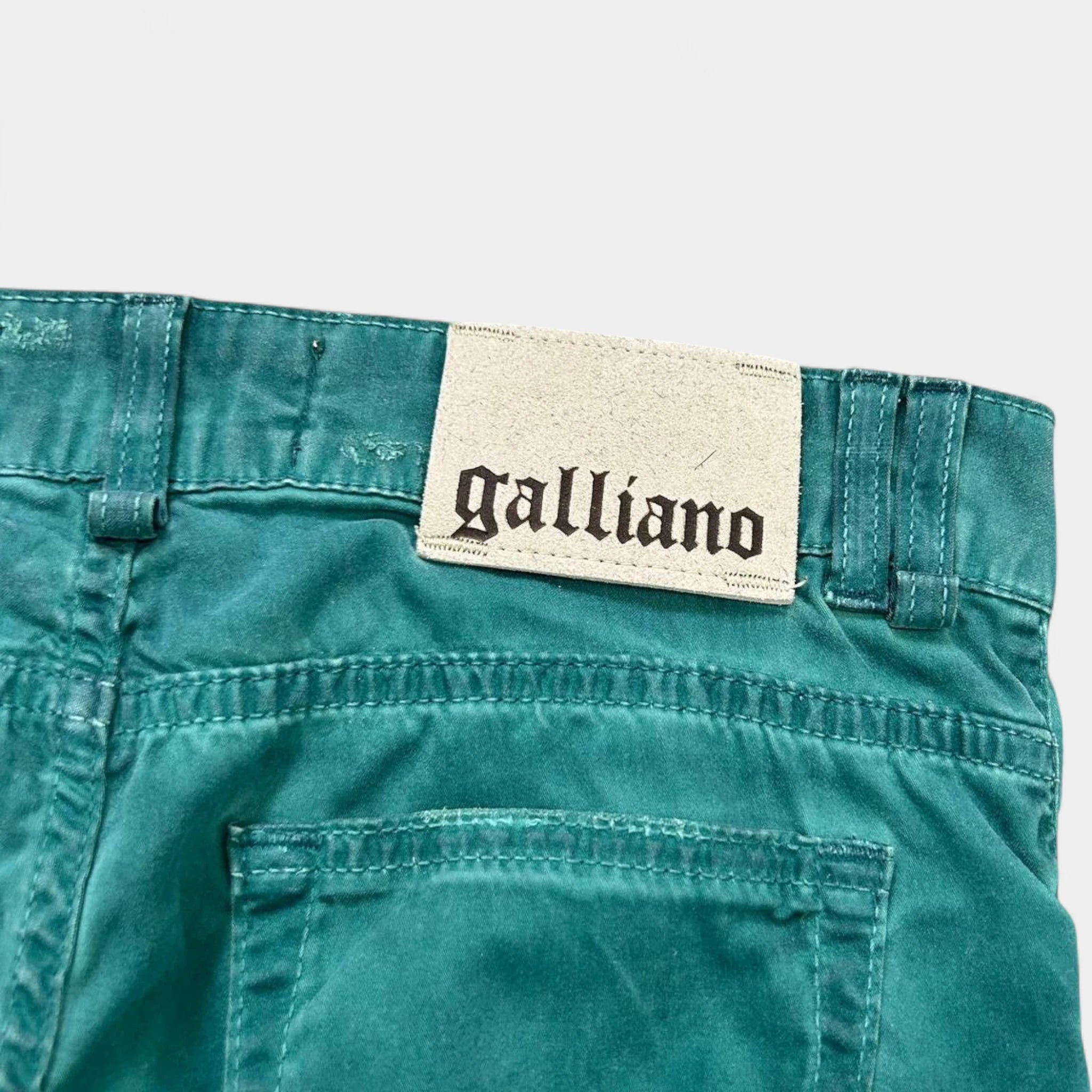 Galliano 2000s Distressed Turquoise Jeans