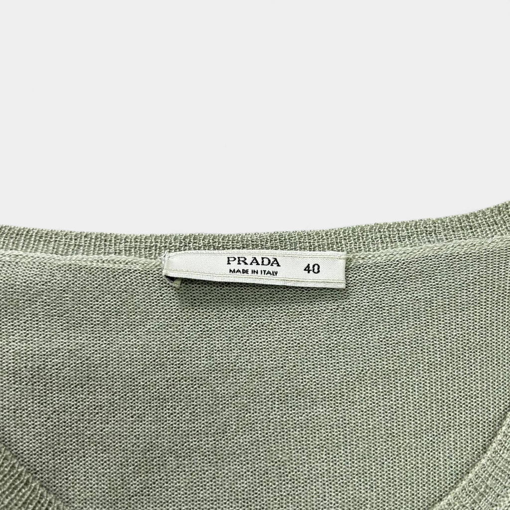 Prada Cropped Green Knit Cardigan