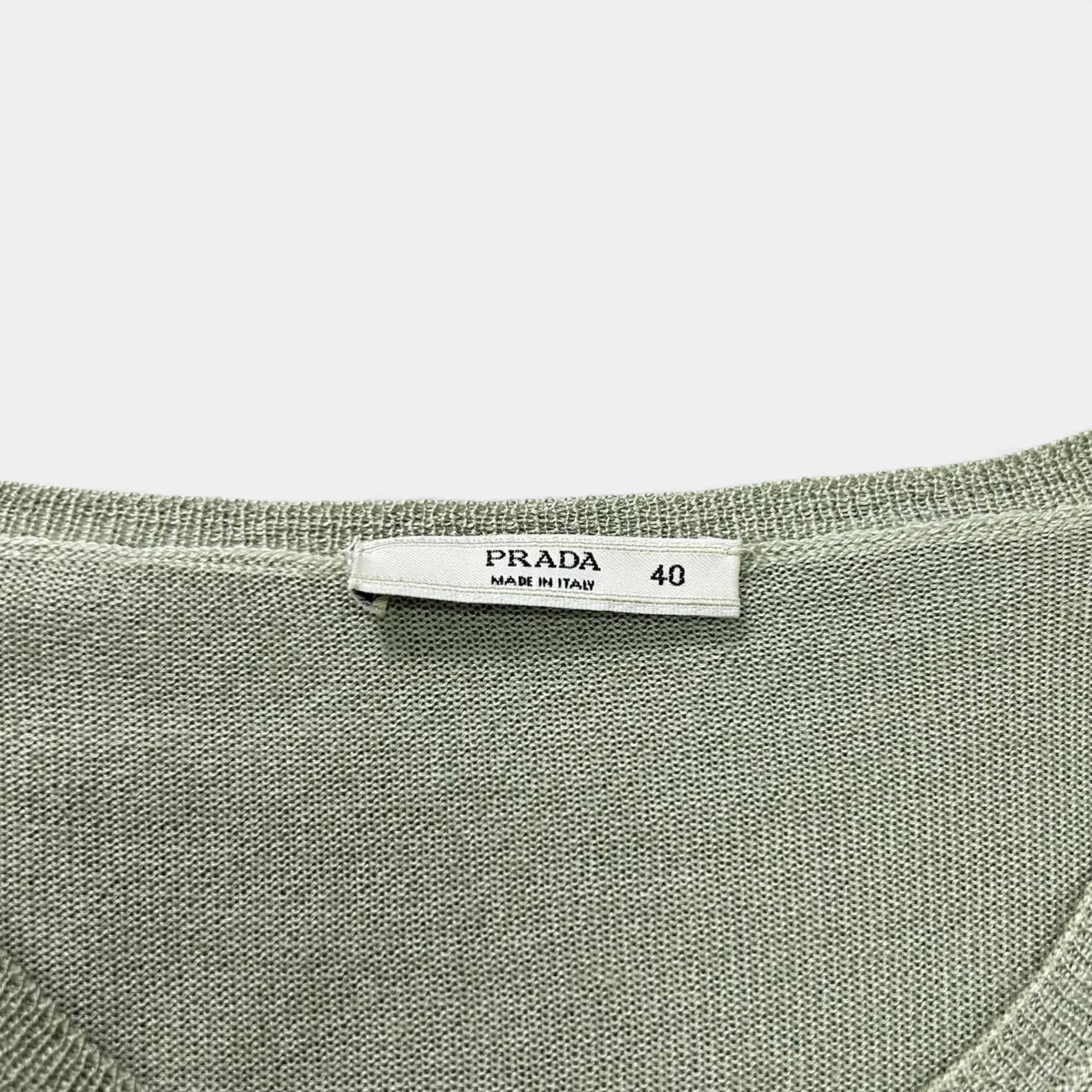 Prada Cropped Green Knit Cardigan