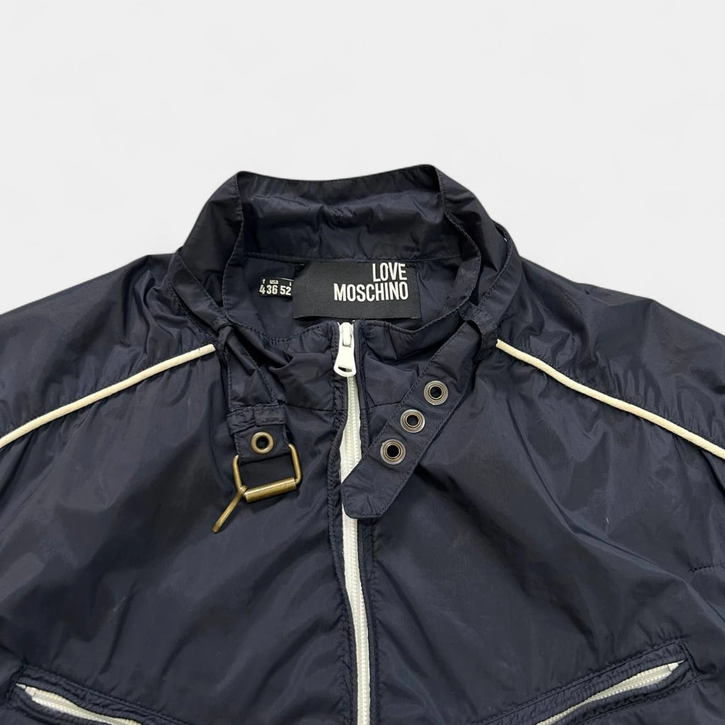 Love Moschino Utility Navy Nylon Moto Jacket
