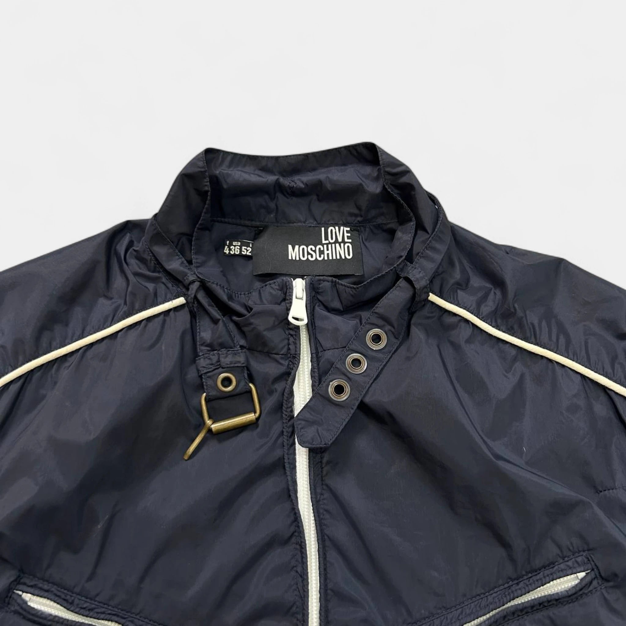 Love Moschino Utility Navy Nylon Moto Jacket