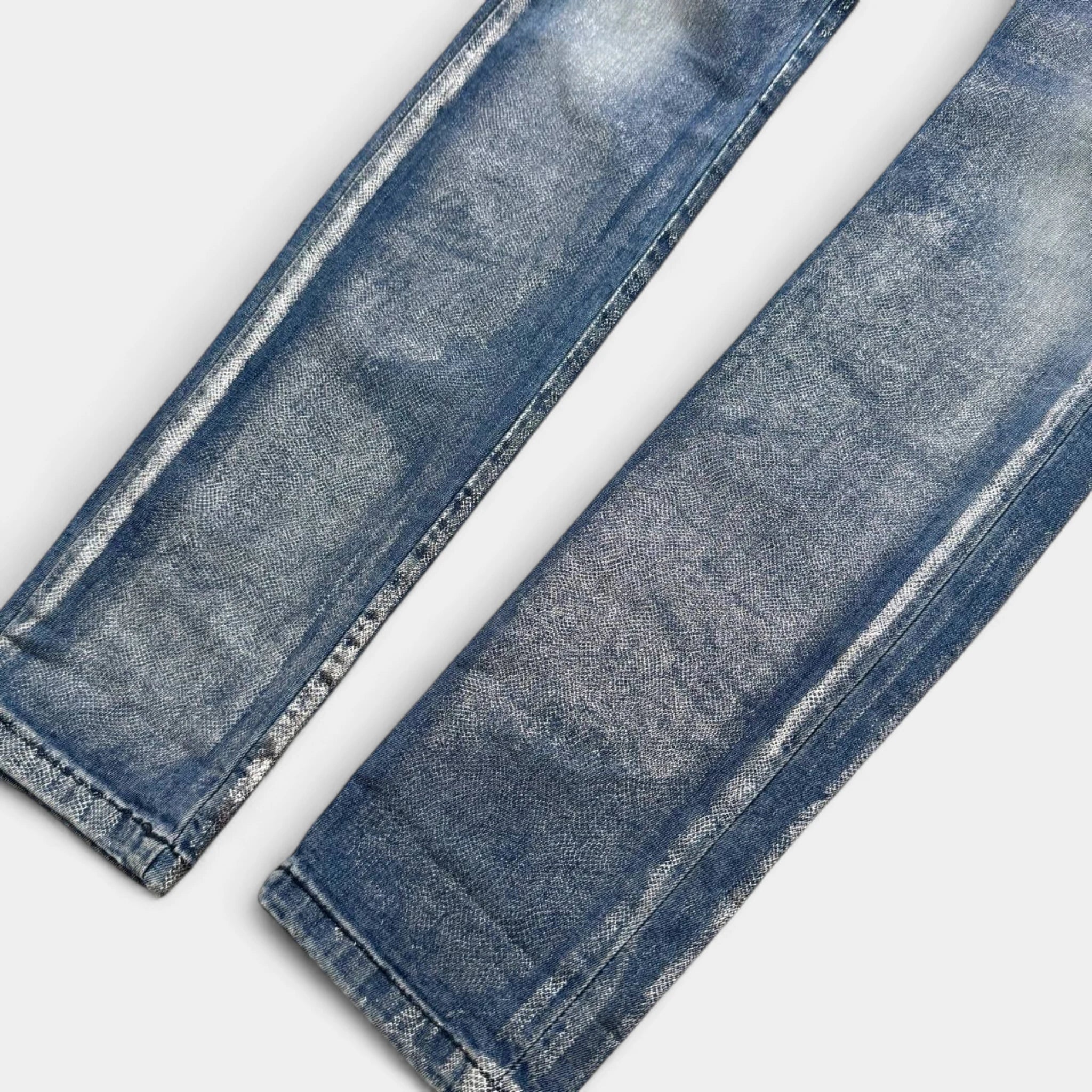 75 Faubourg Metallic Silver Foil Coated Skinny Jeans