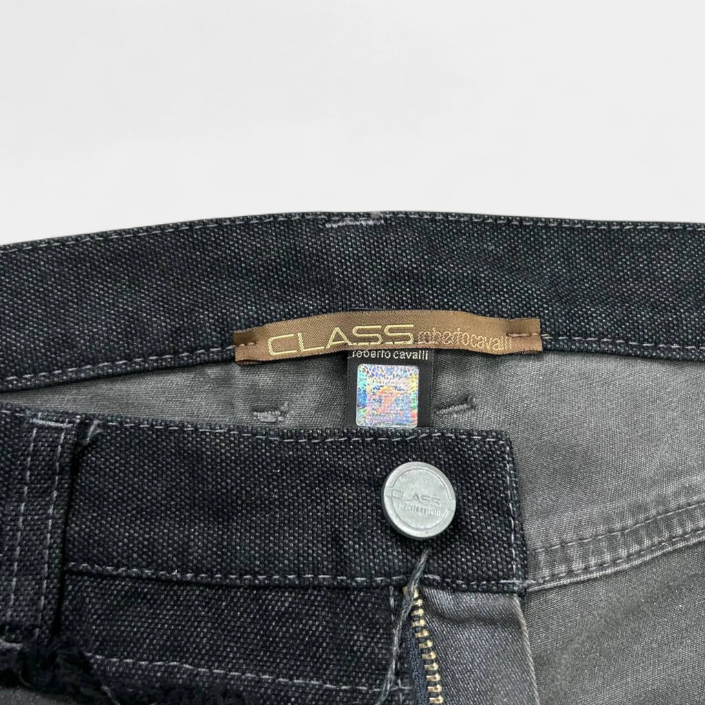 Roberto Cavalli Class Hybrid Black and Grey Denim Pants