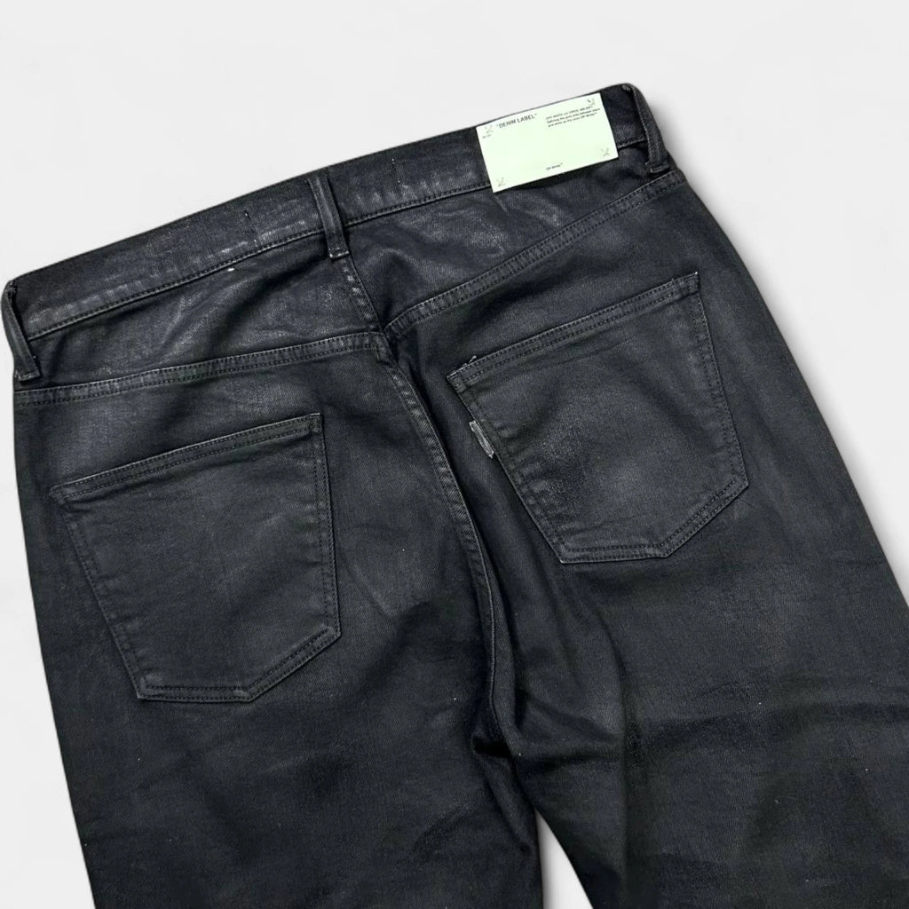 Off-White 2023 Waxed Black Denim Pants