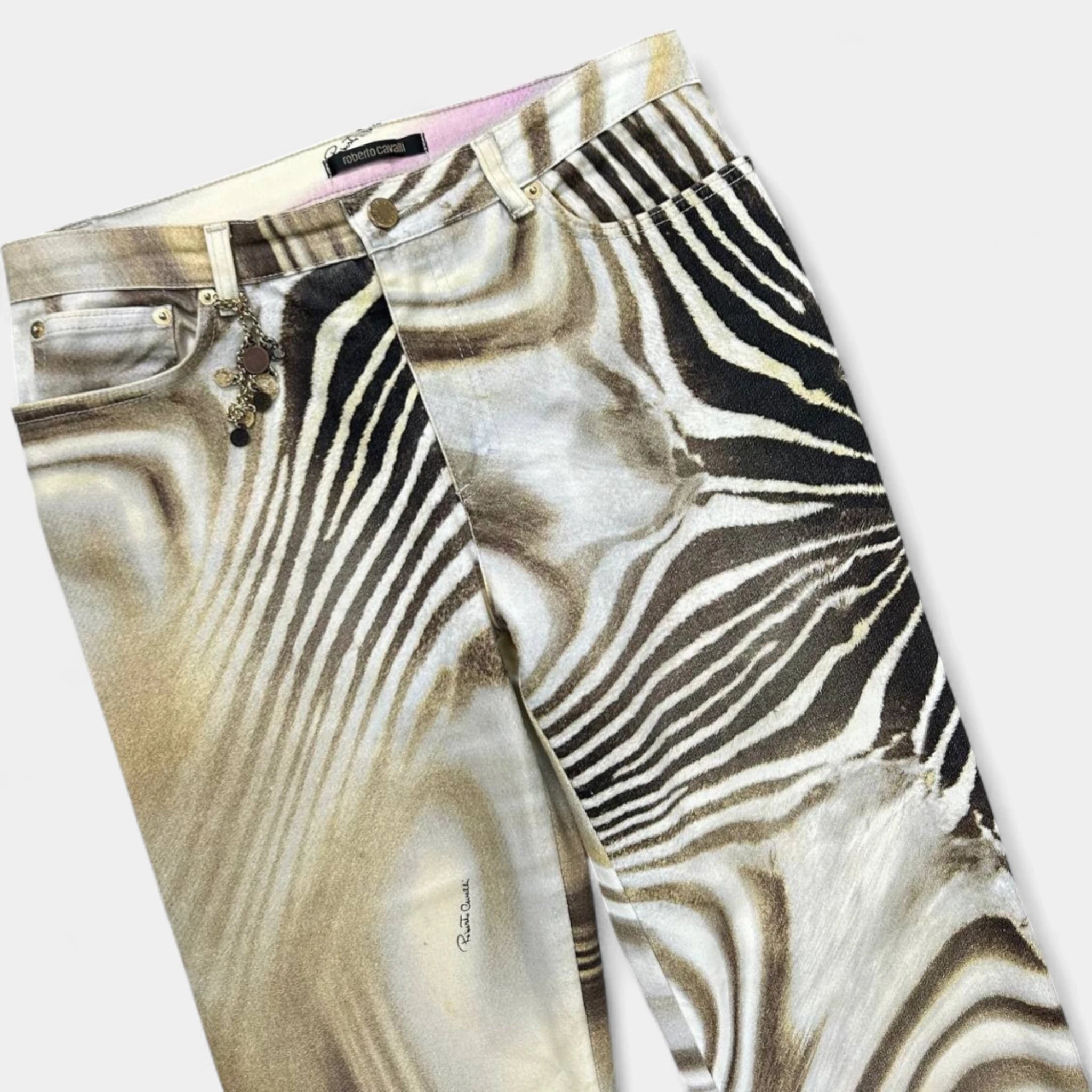 Roberto Cavalli 2000s Psychedelic Zebra Print Pants
