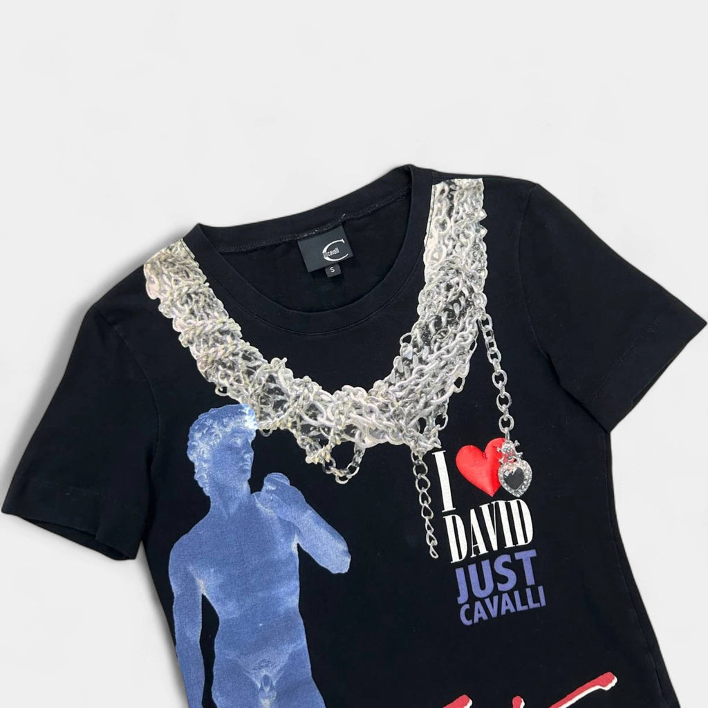 Just Cavalli 2010's Chains Graphic Black T-Shirt