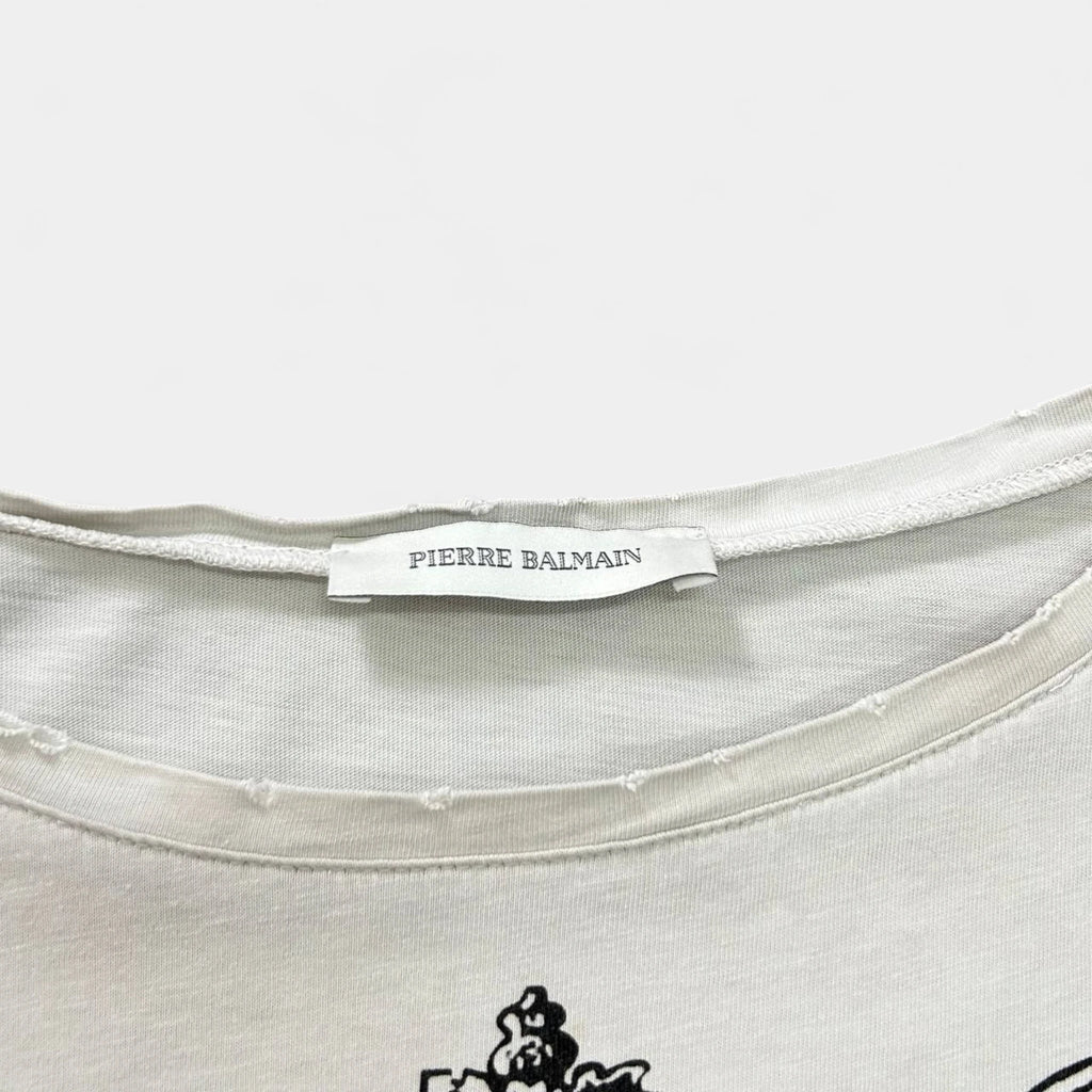 Pierre Balmain SS14 Distressed "Rock Couture" Graphic T-Shirt