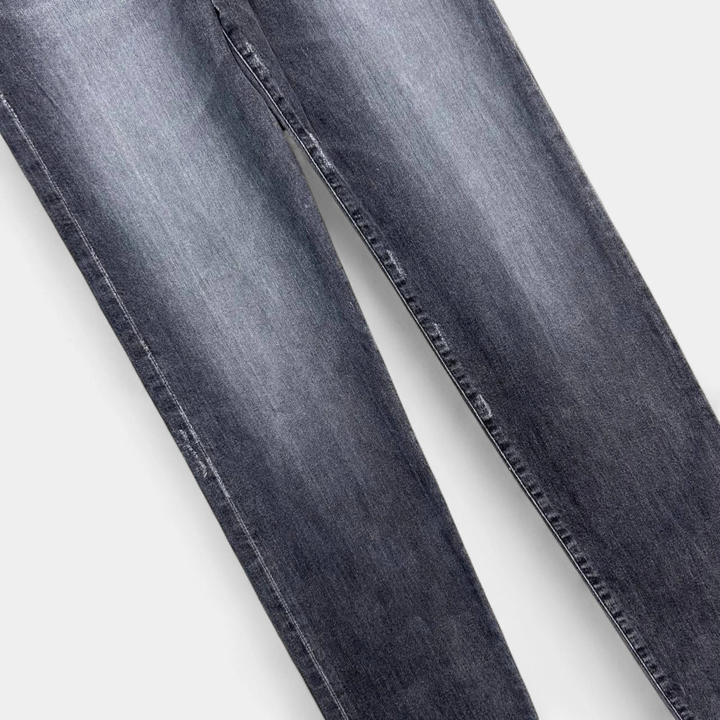 Saint Laurent D14 2017 Classic Embroidered Black Grey Skinny Jeans