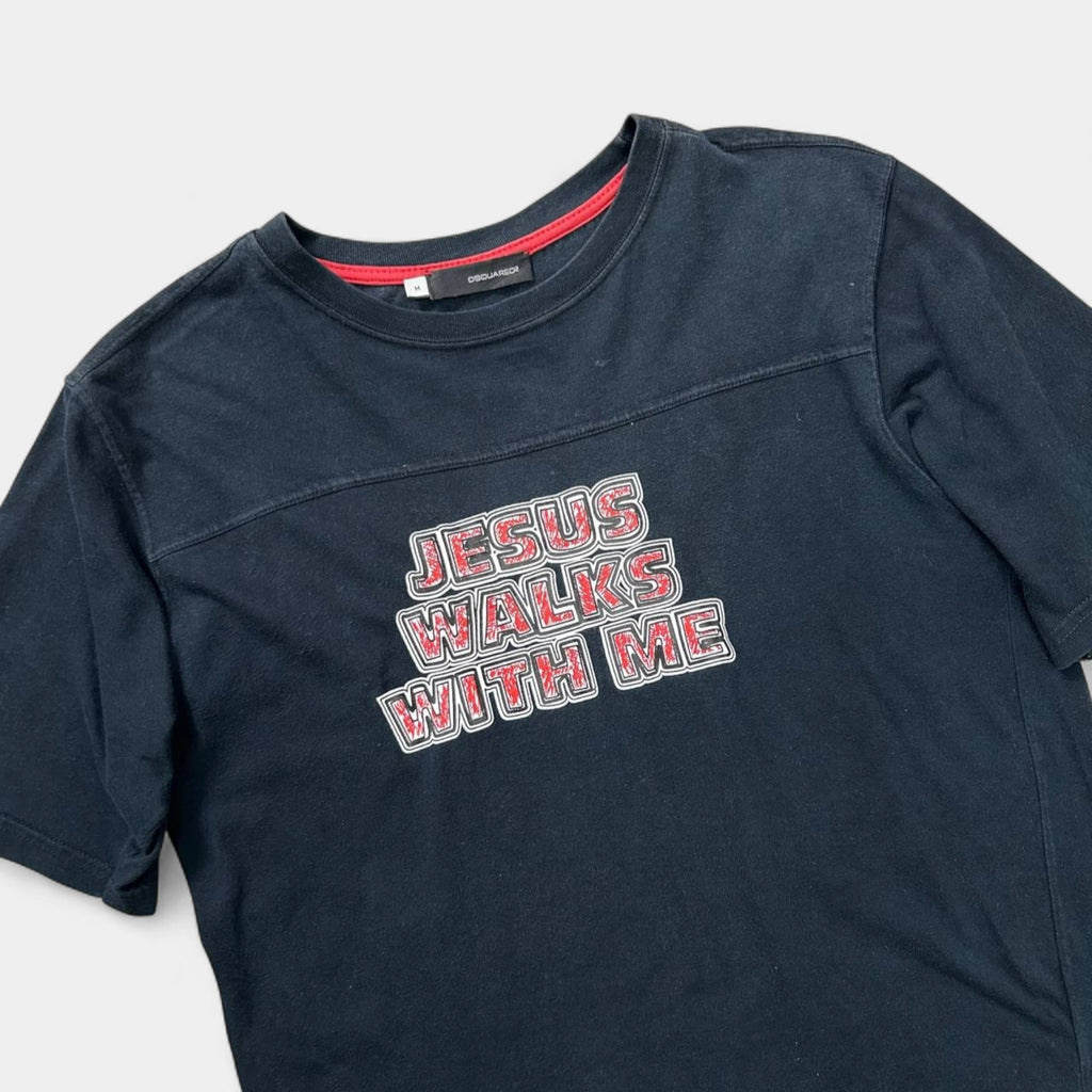 Dsquared2 00s "Jesus Walks With Me" Navy T-Shirt
