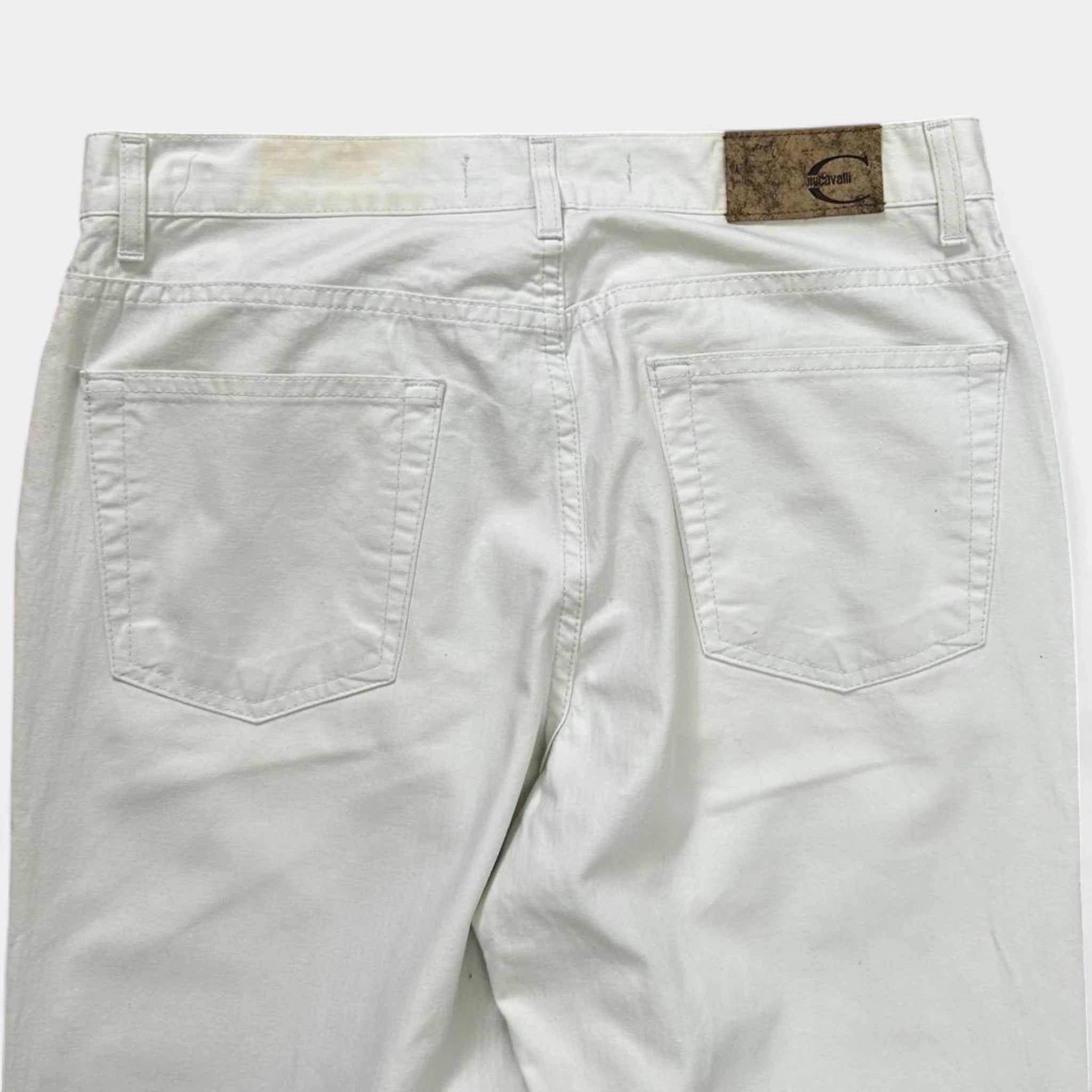 Just Cavalli Flared White Cotton Pants