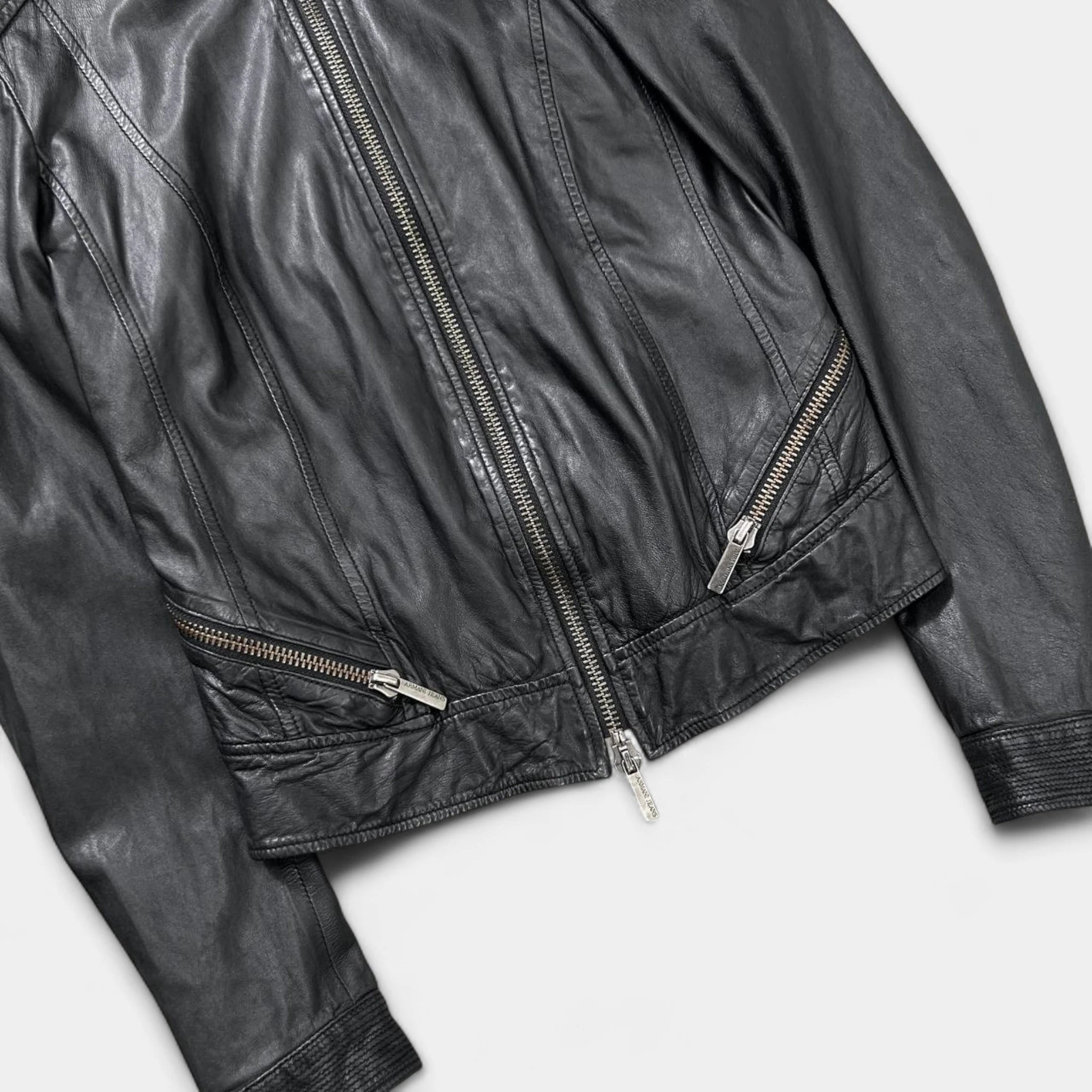 Armani Jeans Avant-Garde Black Leather Jacket