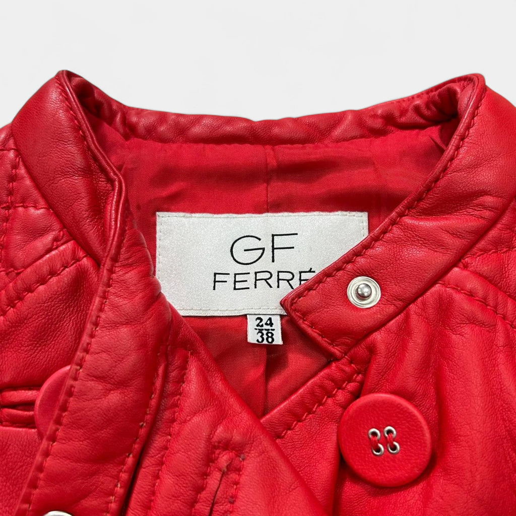 Gianfranco Ferré 1990s Quilted Red Leather Biker Jacket