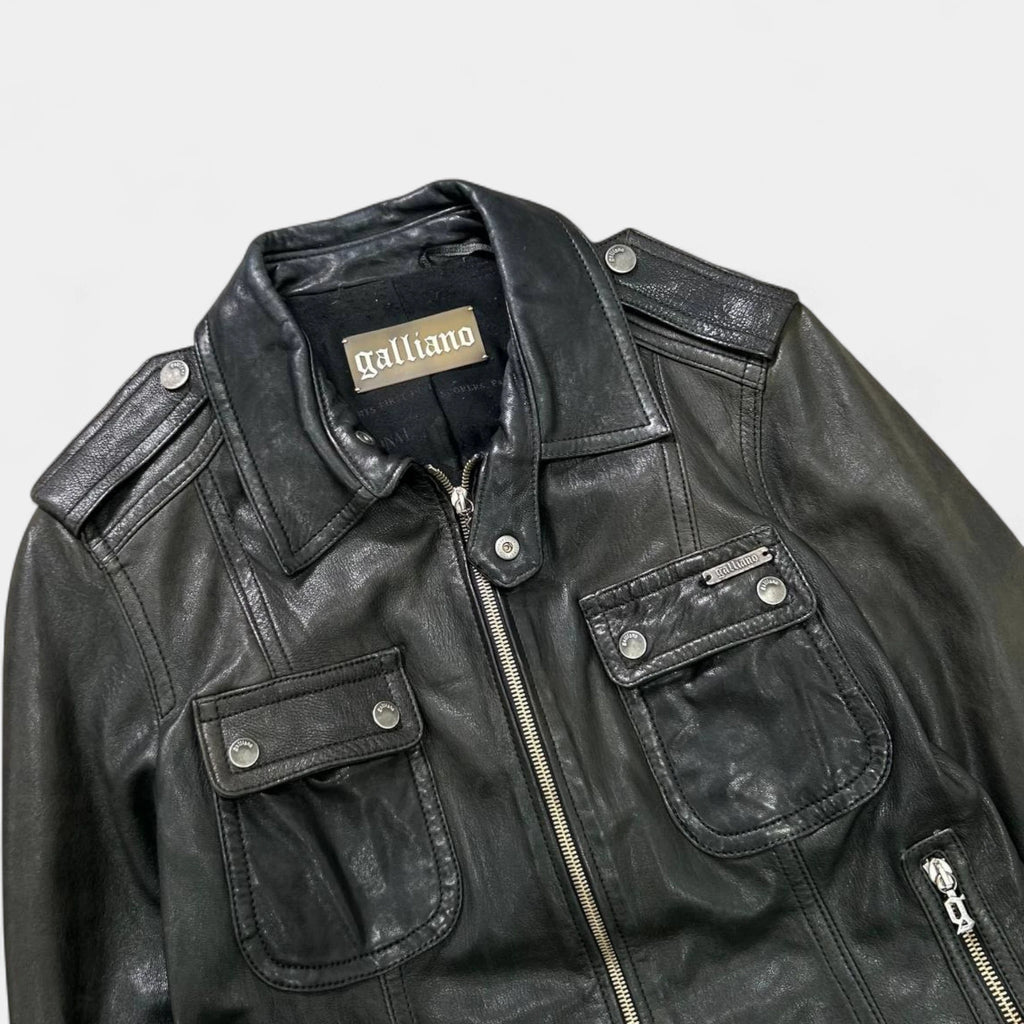 Galliano 90s Classic Black Leather Jacket